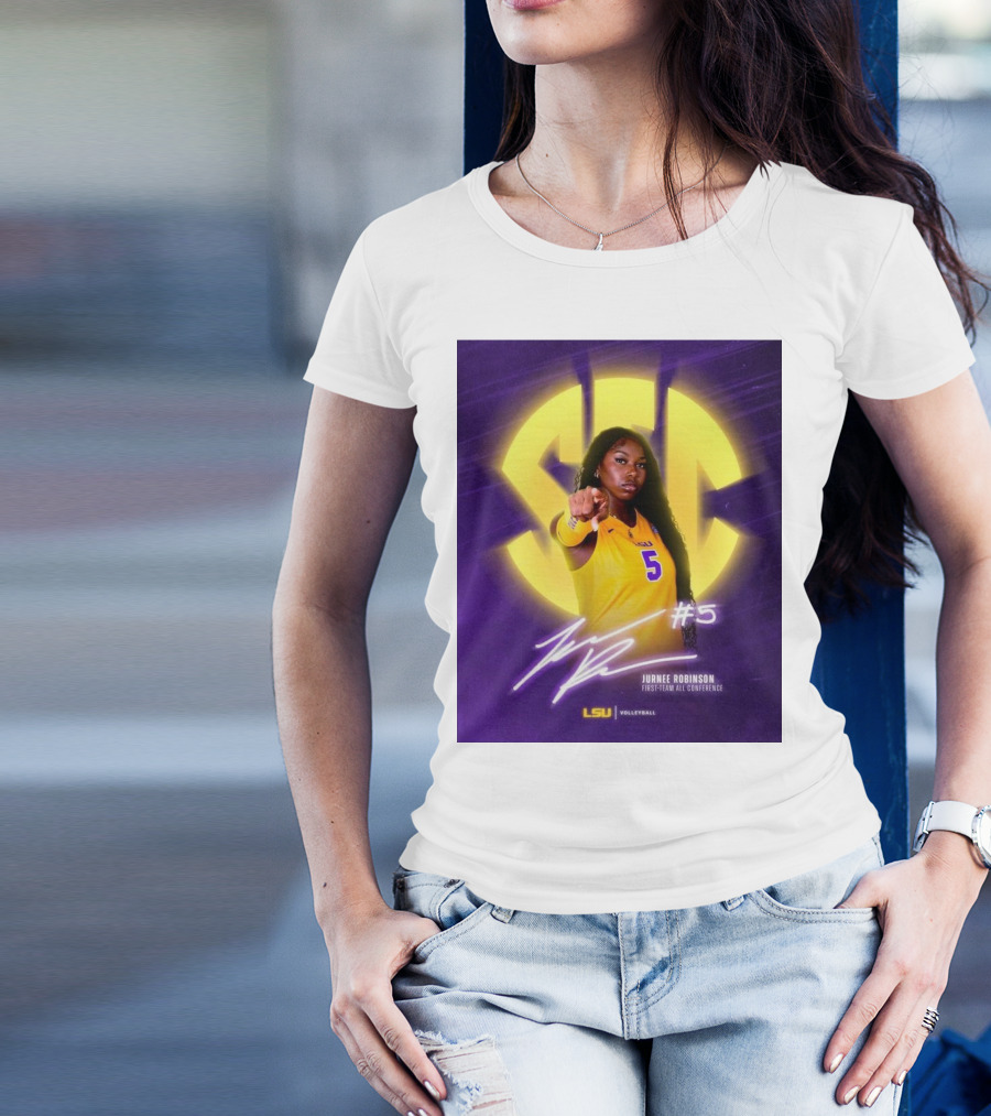 LSU Volleyball Jurnee Robinson #5 SEC First Team All Conference Signature T-Shirt