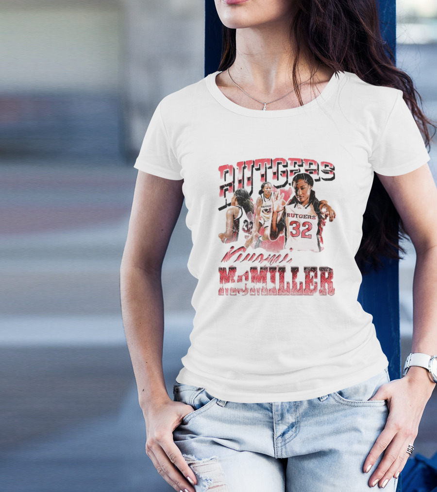 Rutgers Scarlet Knights Kiyomi McMiller 90s Retro Basketball Action 32 T-Shirt