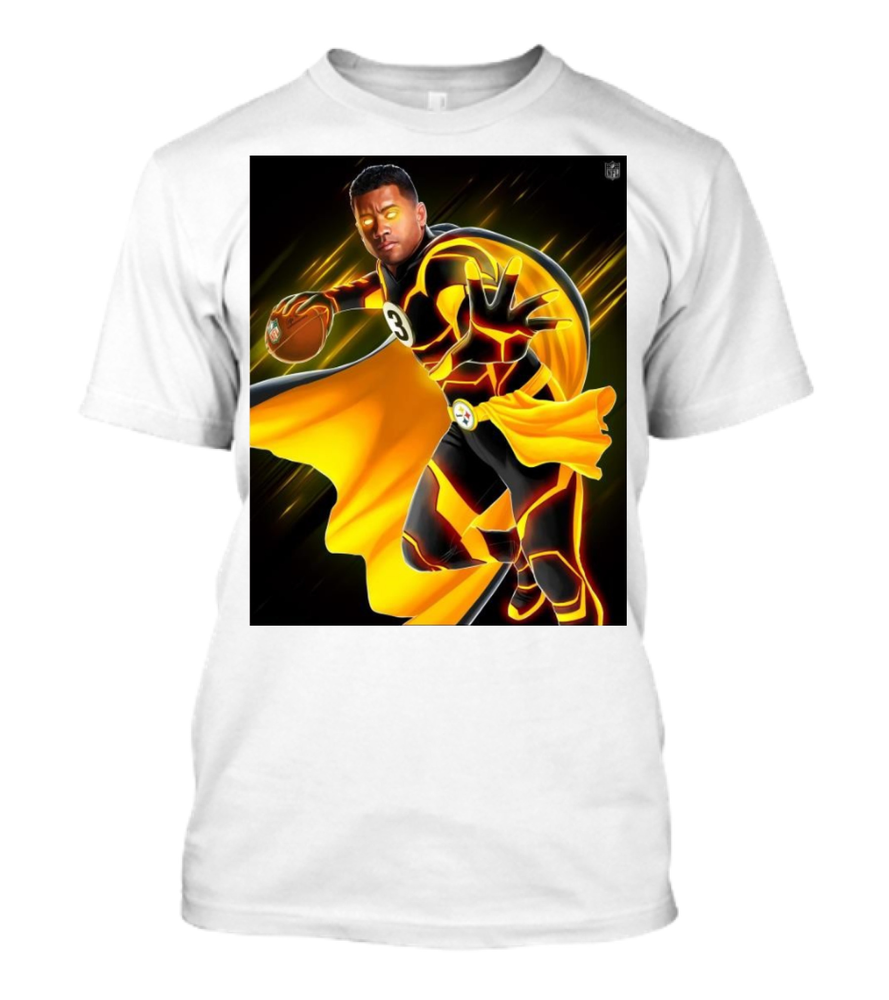Russell Wilson In Pittsburgh Steelers Superhero NFL Future T-Shirt