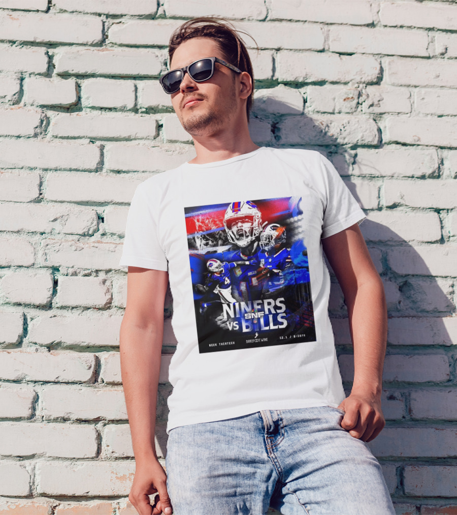 Niners Vs Bills Week Thirteen SNF NFL 12.1 8:20PM Barefoot Wine T-Shirt