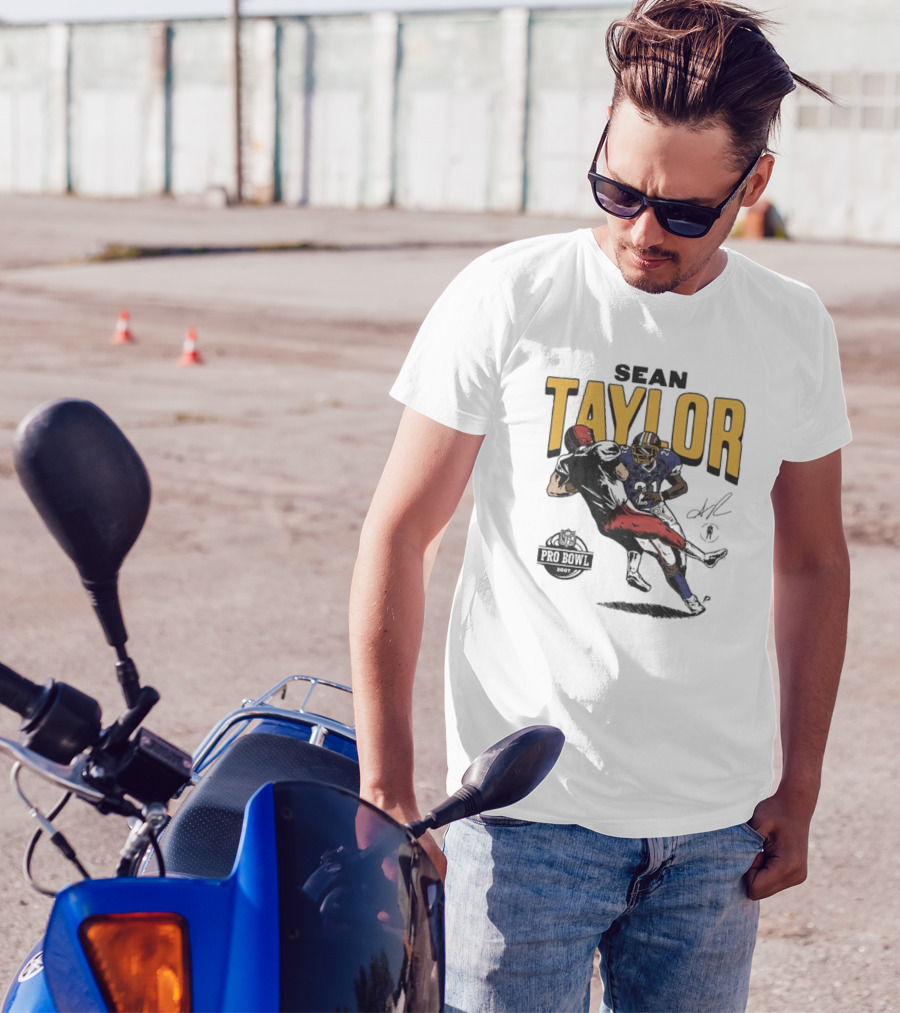 Sean Taylor NFL Pro Bowl 2007 Caricature Signature Washington Commanders T-Shirt