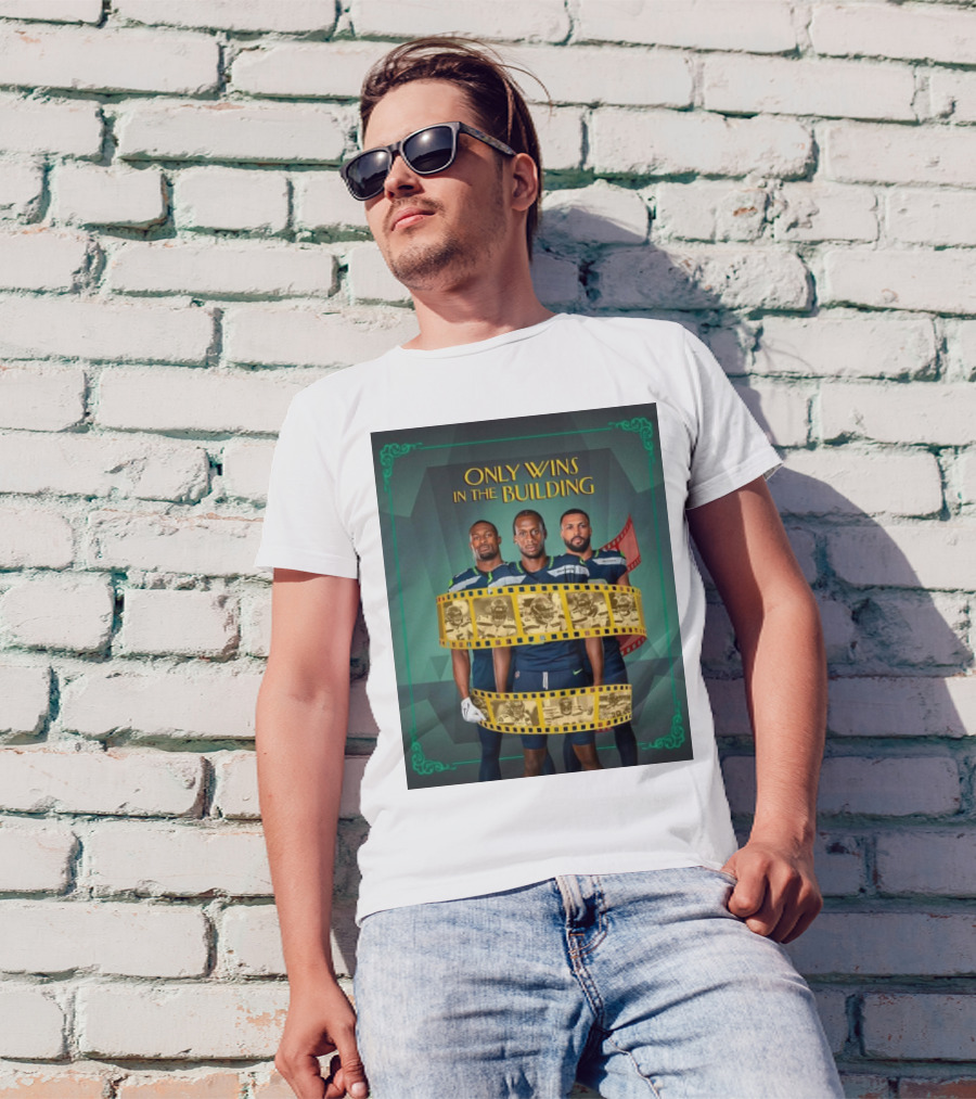 ONLY WINS IN THE BUILDING SEATTLE SEAHAWKS FILM STRIP BACKGROUND T-Shirt