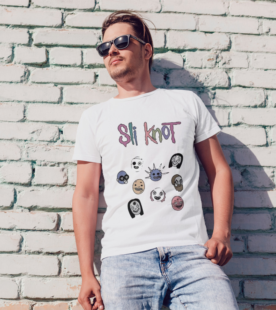 Sli Knot Cartoon Faces Collection From Custer T-Shirt