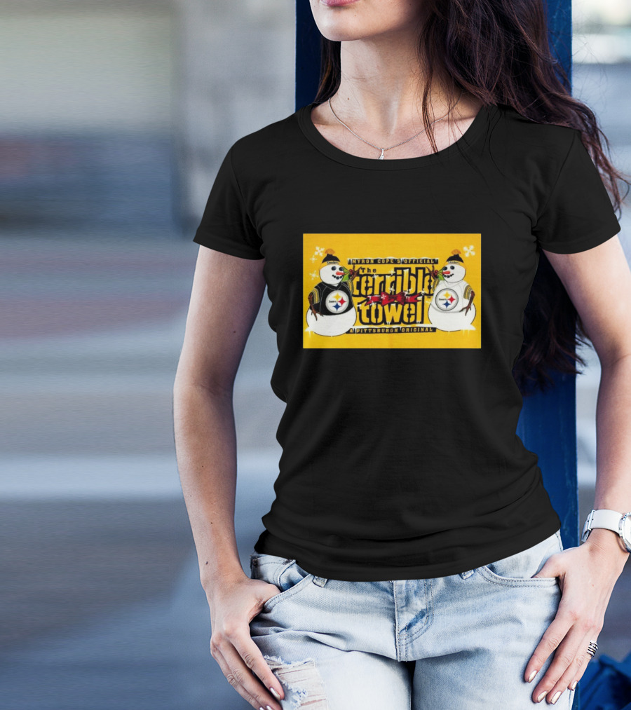 Pittsburgh Steelers Myron Cope's Official The Terrible Towel A Pittsburgh Original Snowman T-Shirt