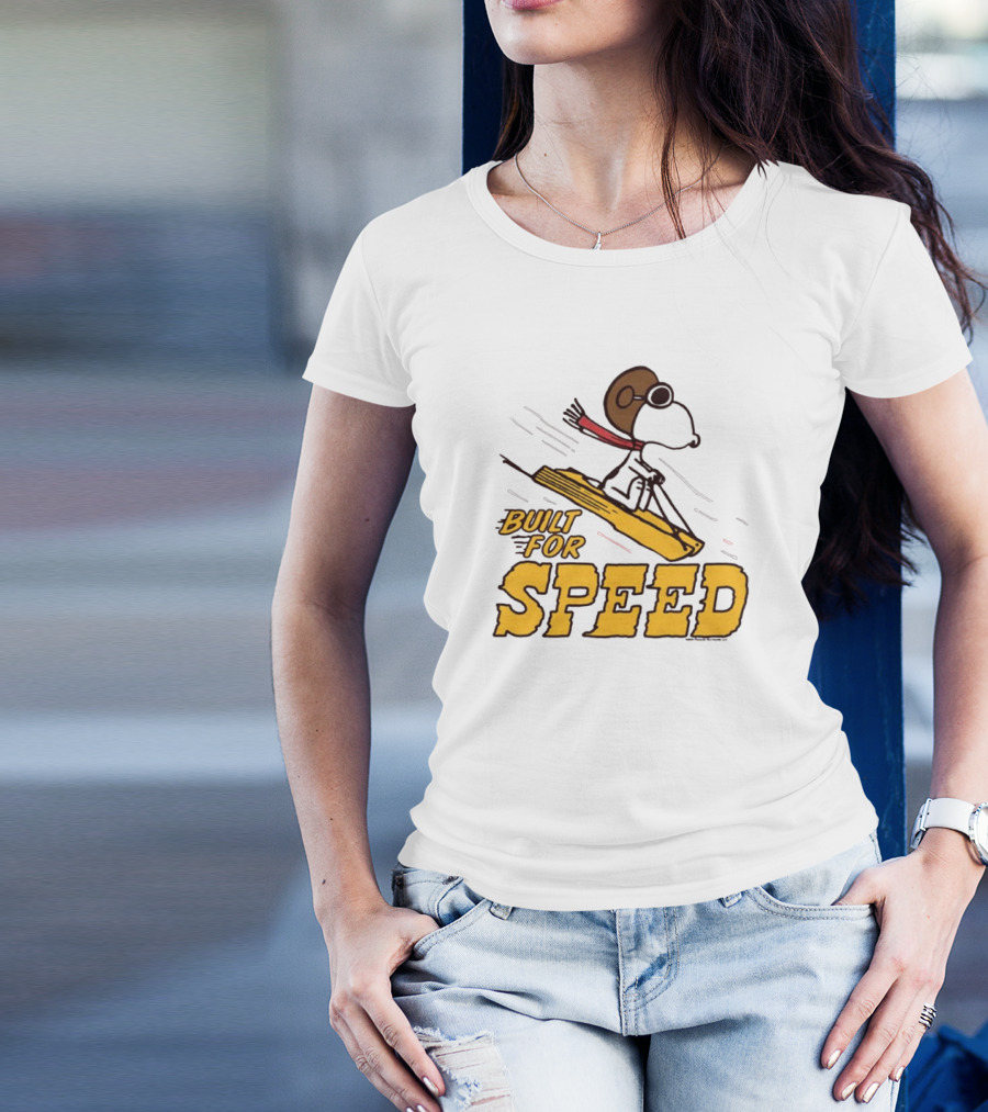 Peanuts Snoopy Built For Speed Skiing Adventure T-Shirt