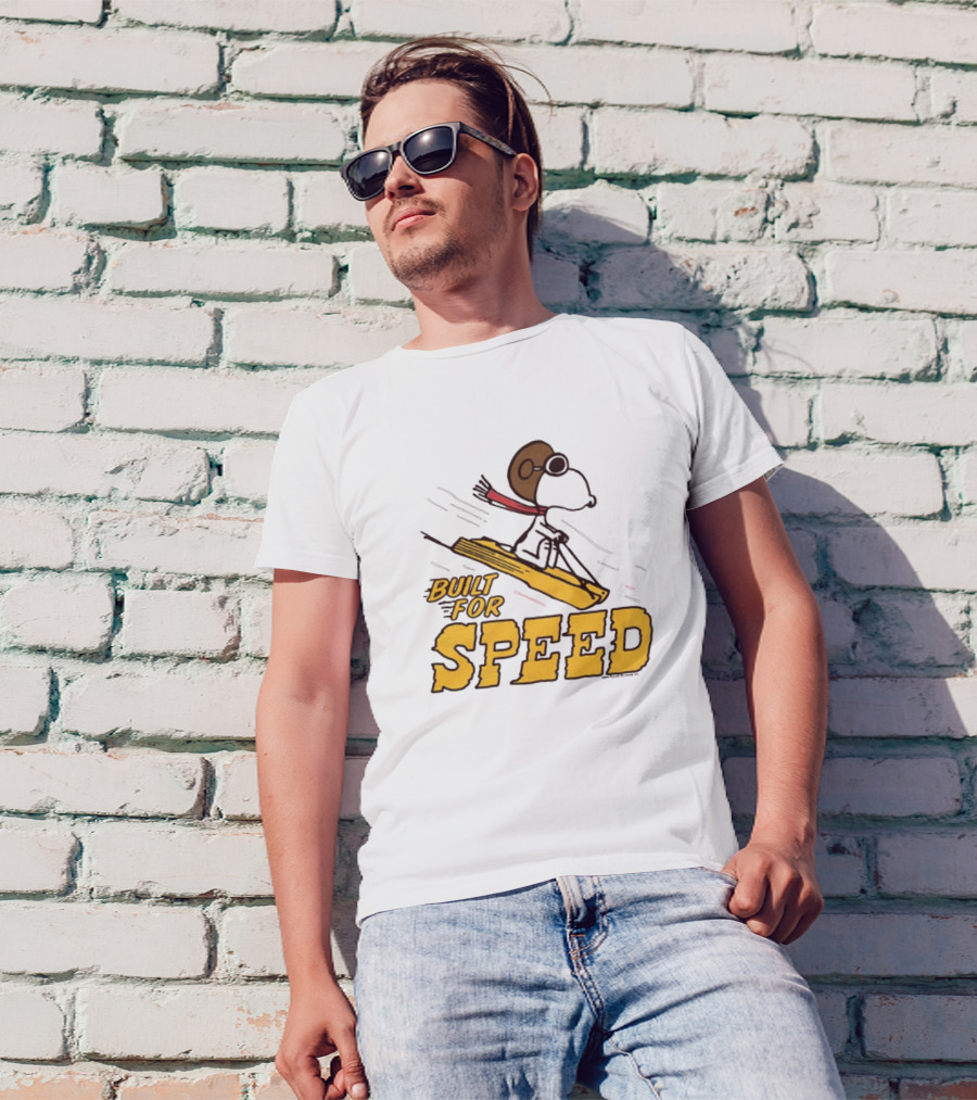 Peanuts Snoopy Built For Speed Skiing Adventure T-Shirt