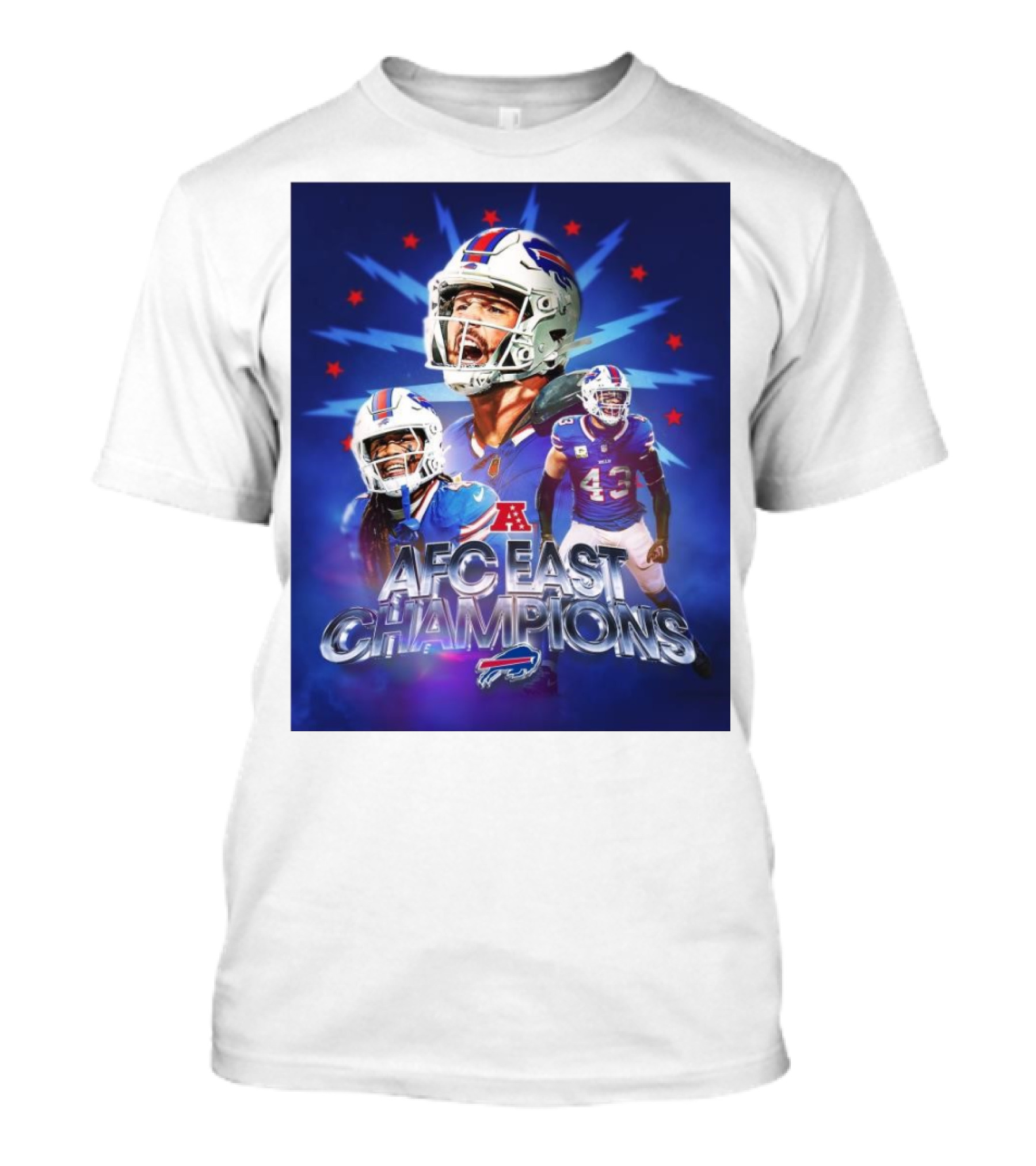 Buffalo Bills AFC East Champions 5th Consecutive Season Starburst Background T-Shirt