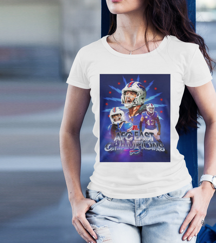 Buffalo Bills AFC East Champions 5th Consecutive Season Starburst Background T-Shirt