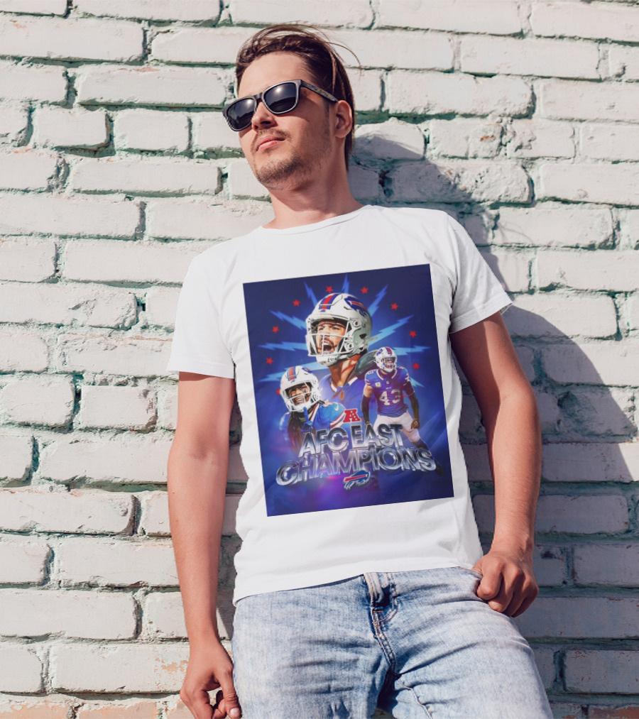 Buffalo Bills AFC East Champions 5th Consecutive Season Starburst Background T-Shirt