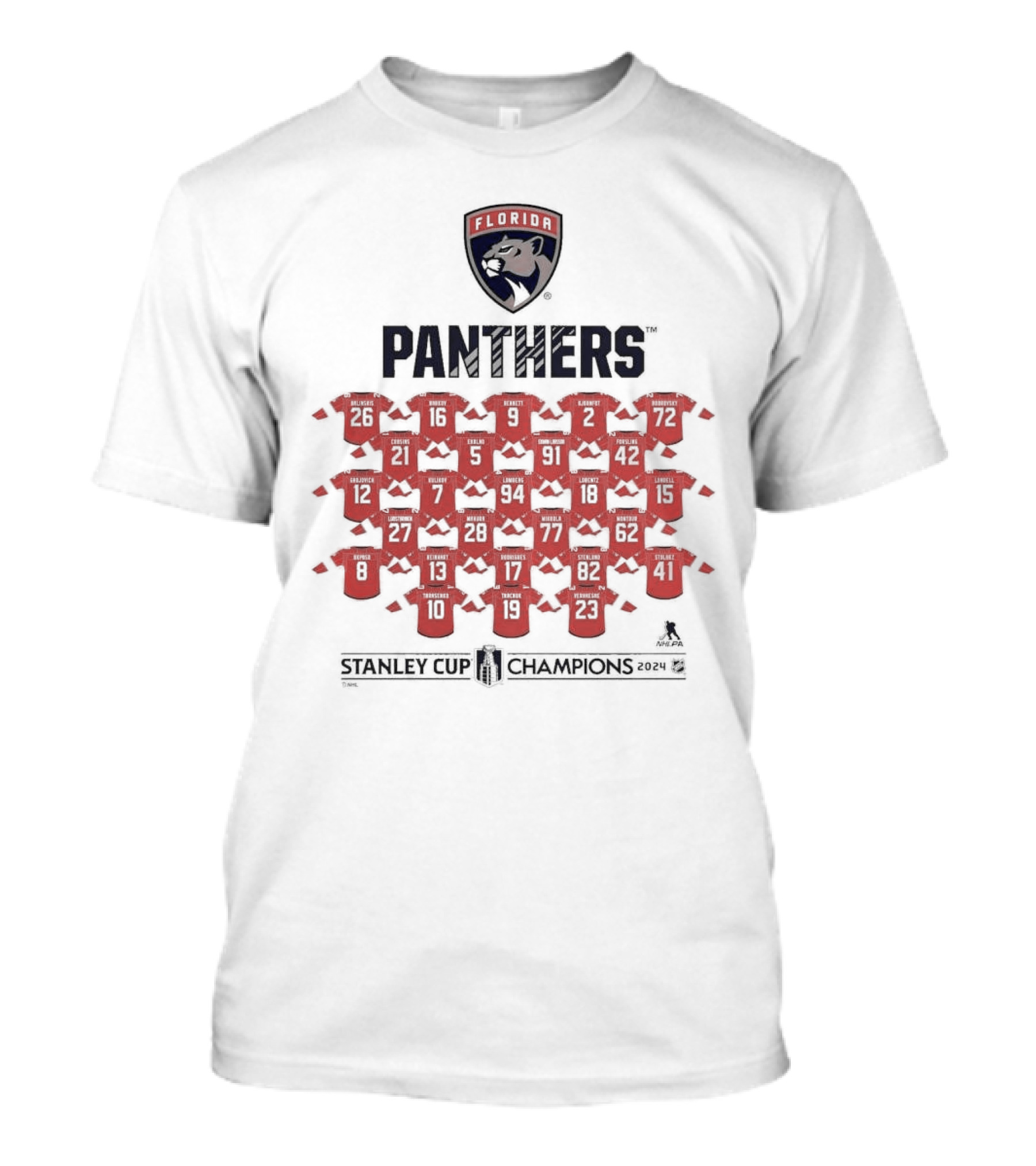 Florida Panthers Stanley Cup Champions 2024 Fanatics Jersey Roster T-Shirt