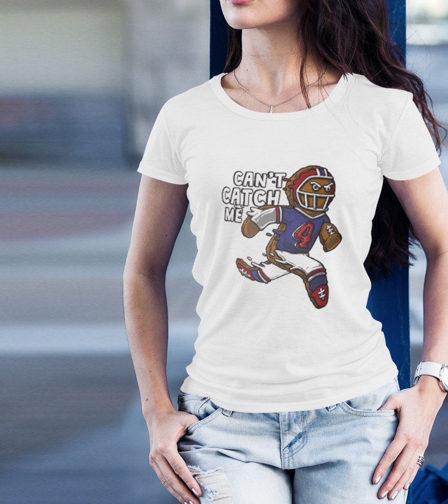 Buffalo Bills Can't Catch Me Gingerbread Christmas Football Player T-Shirt