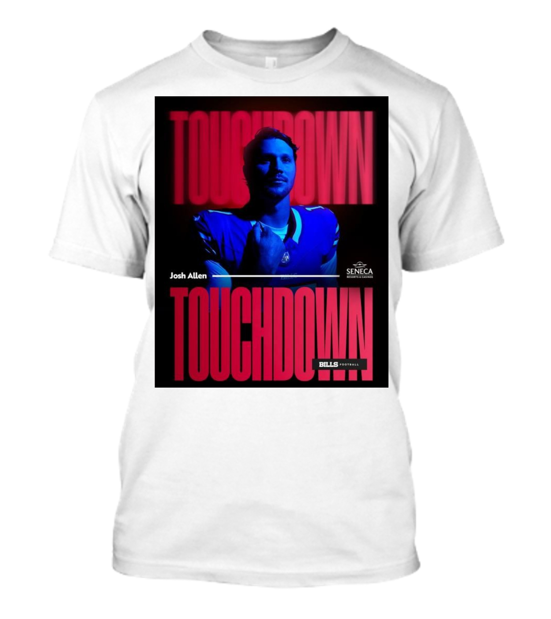 Josh Allen Touchdown Buffalo Bills Seneca Resorts And Casinos Football T-Shirt