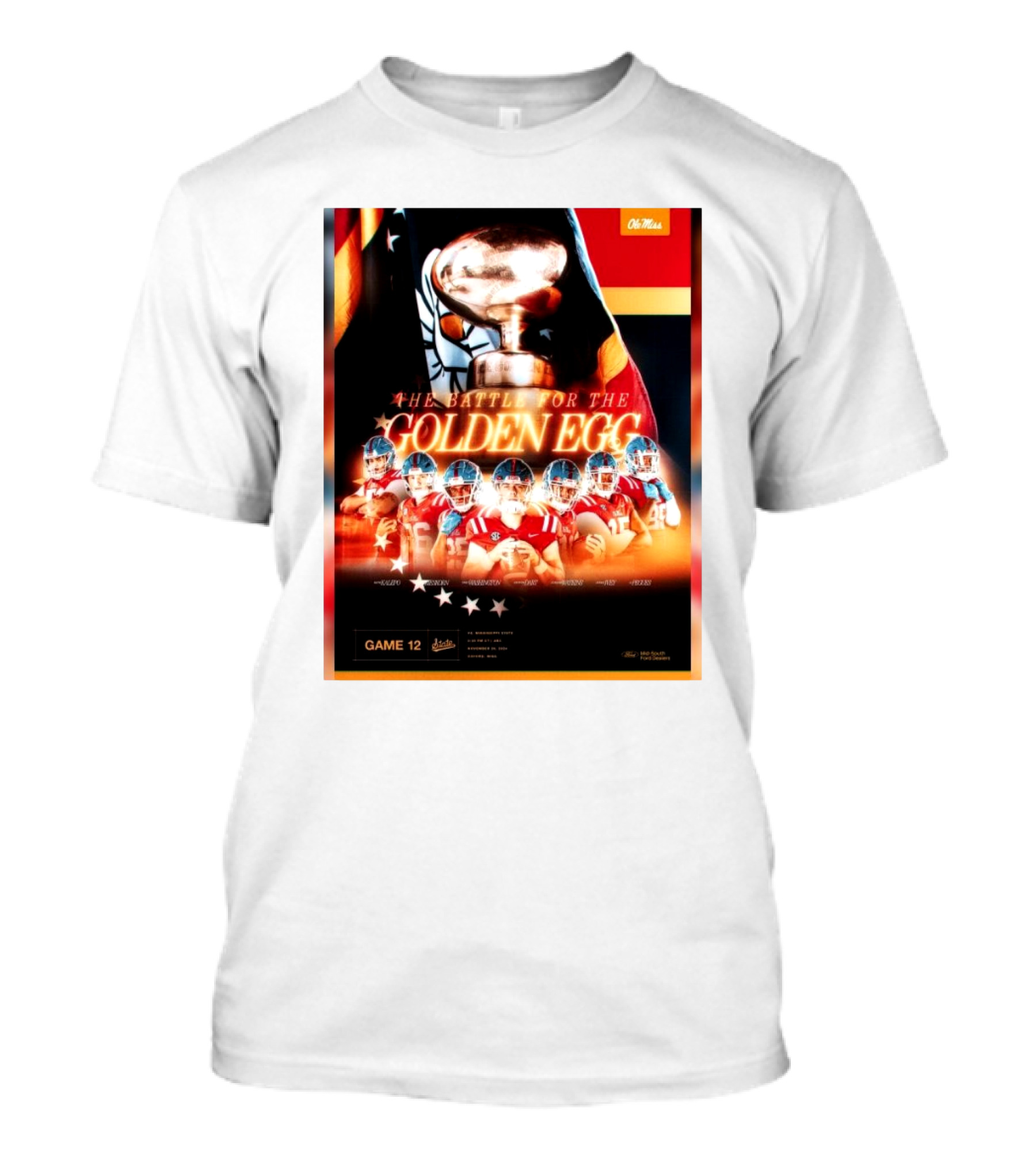 The Battle For The Golden Egg Ole Miss Rebels Vs Mississippi State Bulldogs Game 12 Football Rivalry T-Shirt