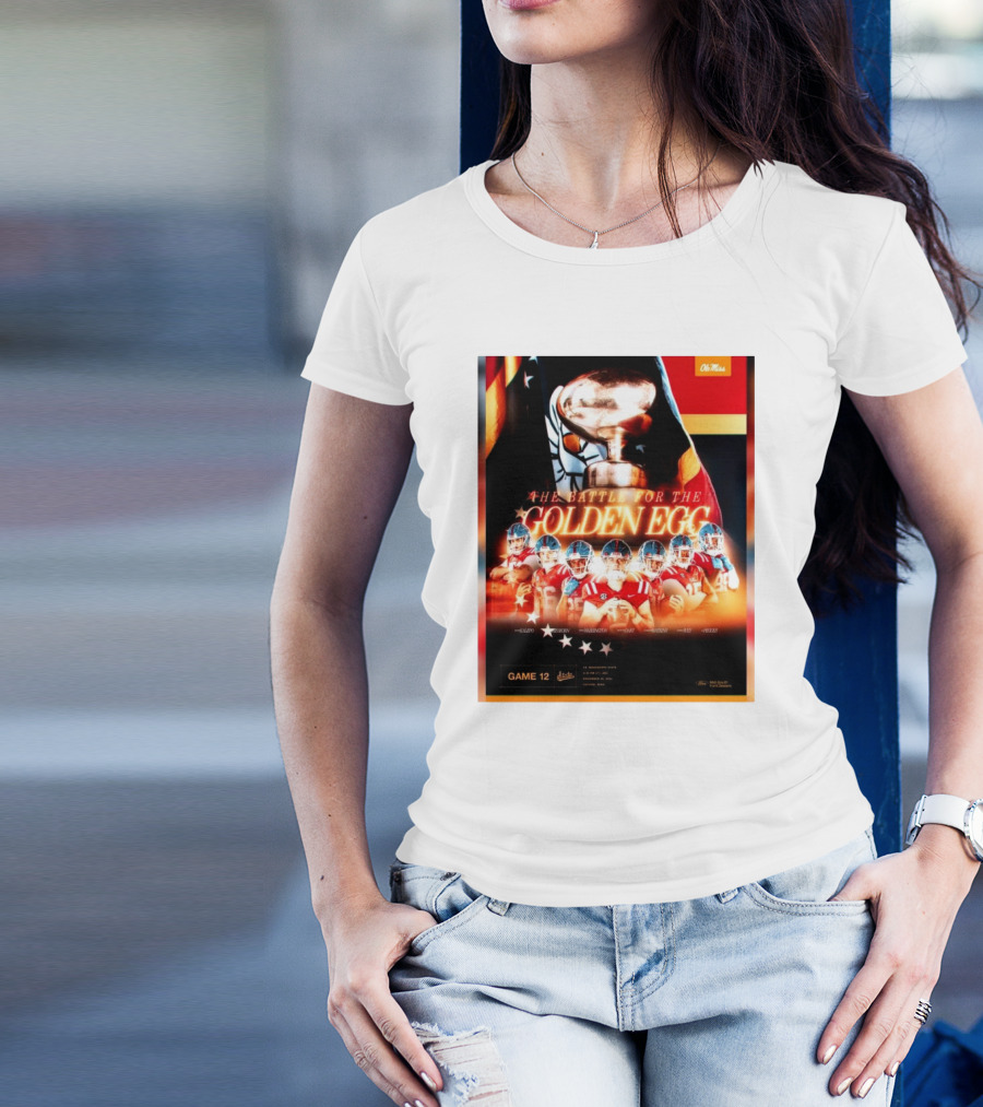 The Battle For The Golden Egg Ole Miss Rebels Vs Mississippi State Bulldogs Game 12 Football Rivalry T-Shirt