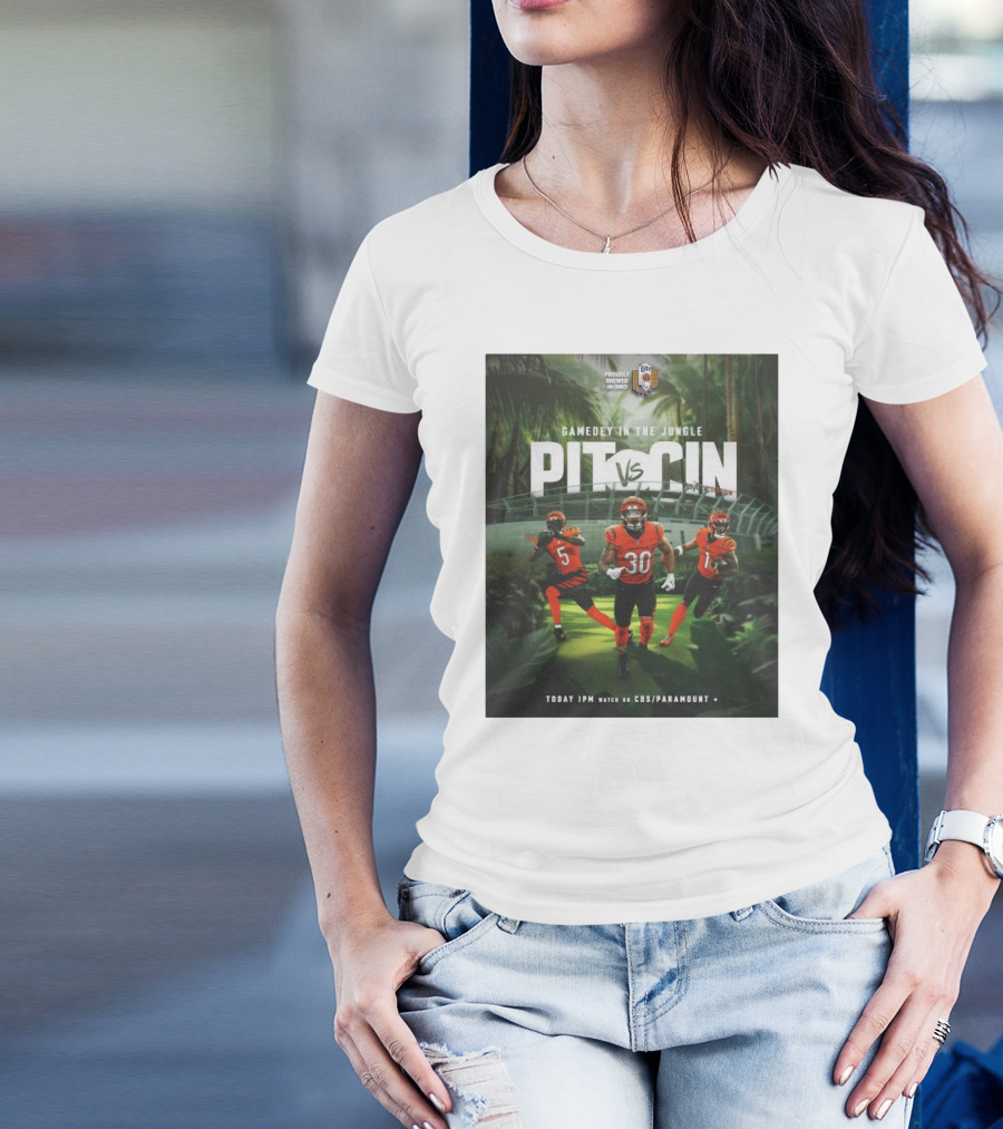 Gameday In The Jungle PIT Vs CIN Proudly Brewed In Ohio CBS Paramount T-Shirt