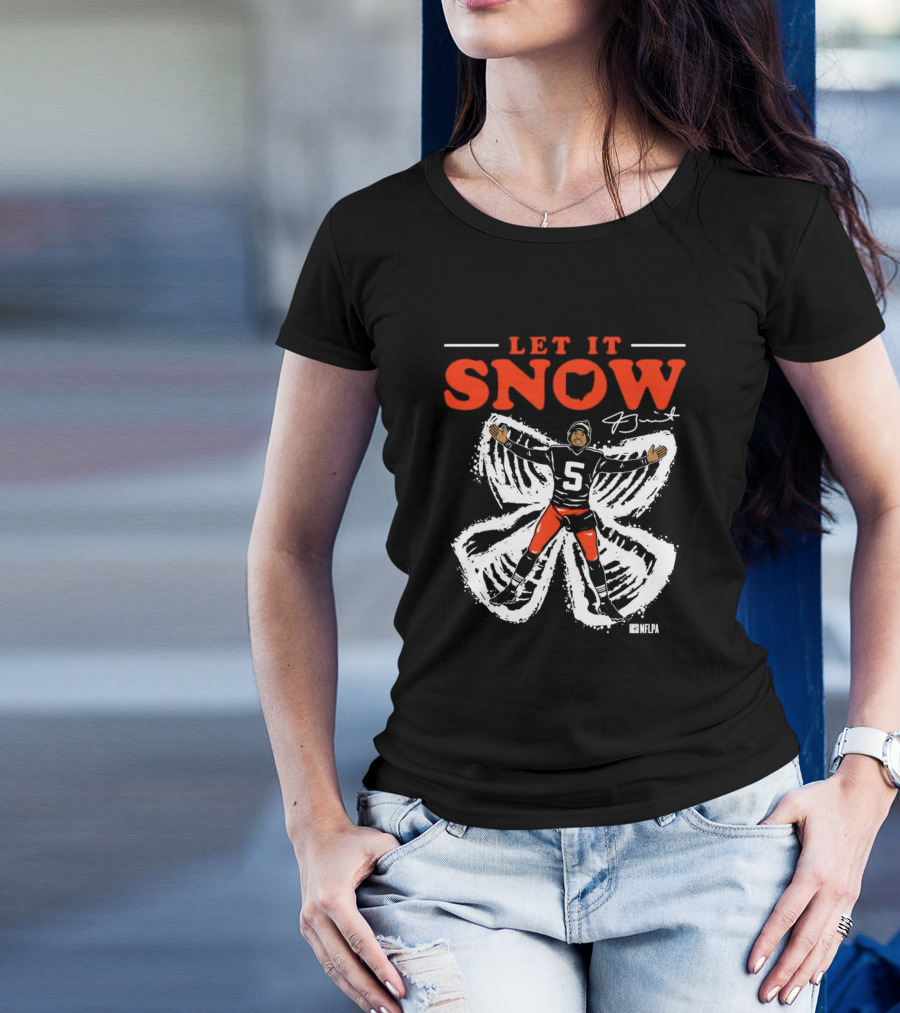 Let It Snow NFLPA Signature Snow Angel Number 5 T-Shirt