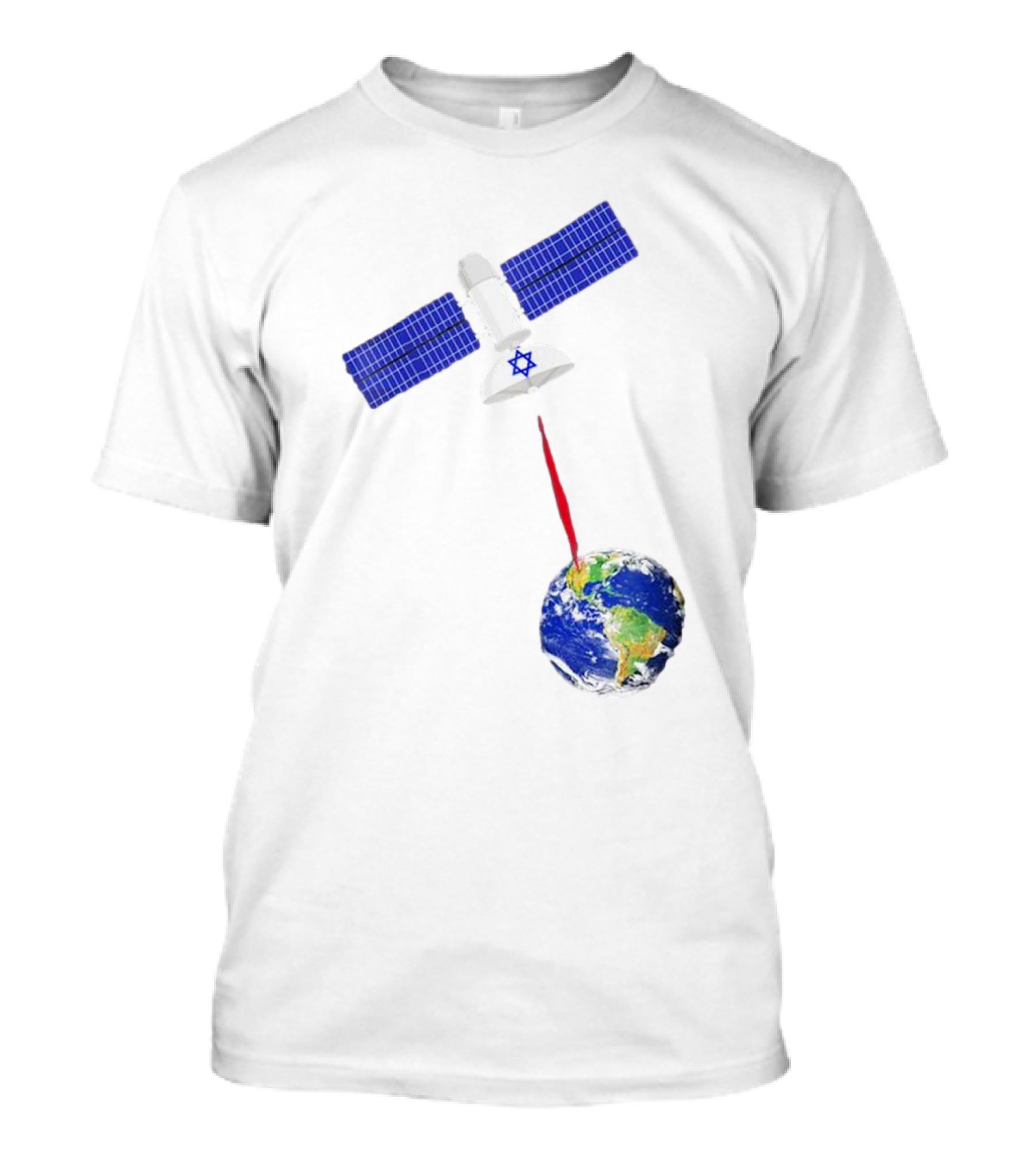 Jewish Space Laser Satellite Targeting Earth With Star Of David T-Shirt
