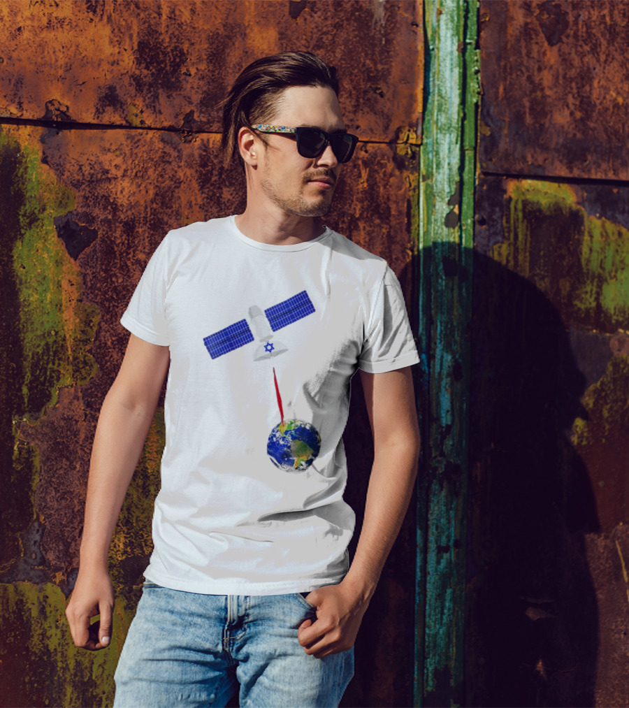 Jewish Space Laser Satellite Targeting Earth With Star Of David T-Shirt