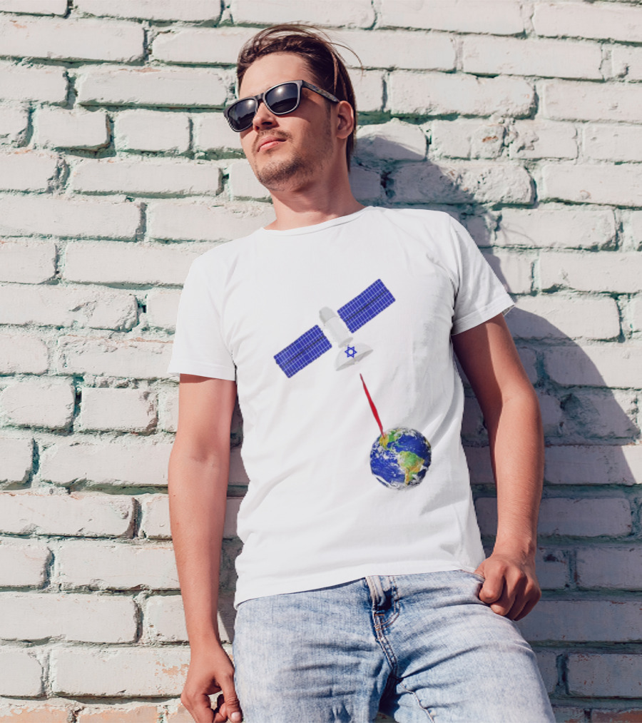 Jewish Space Laser Satellite Targeting Earth With Star Of David T-Shirt