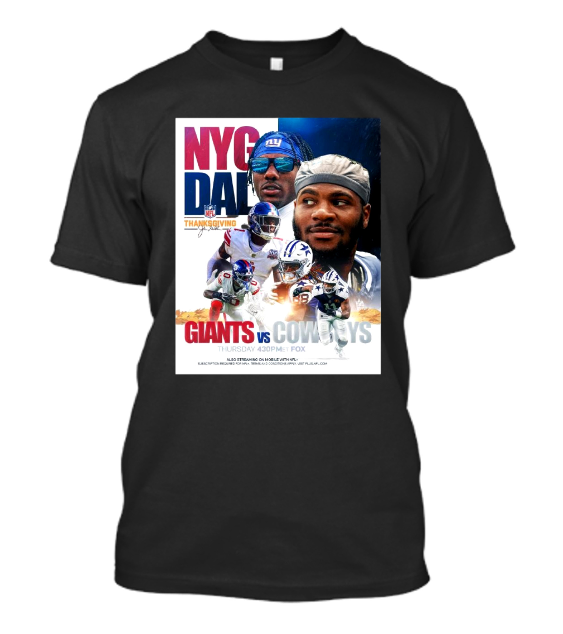 NYG DAL Giants Vs Cowboys NFL Thanksgiving Thursday 4:30 PM ET Fox T-Shirt