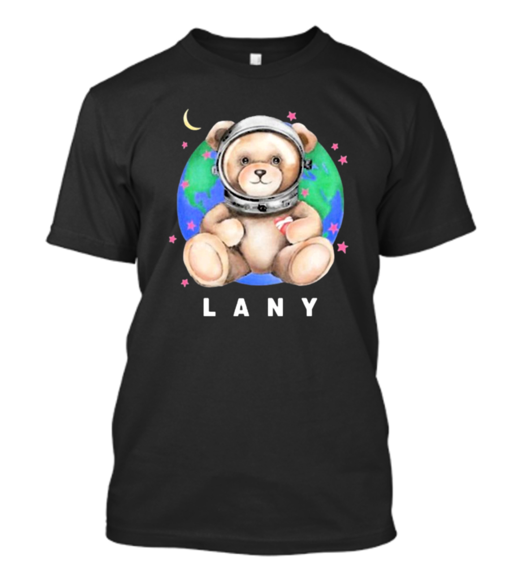 Lany Astro Bear Space Helmet Earth Moon Stars T-Shirt