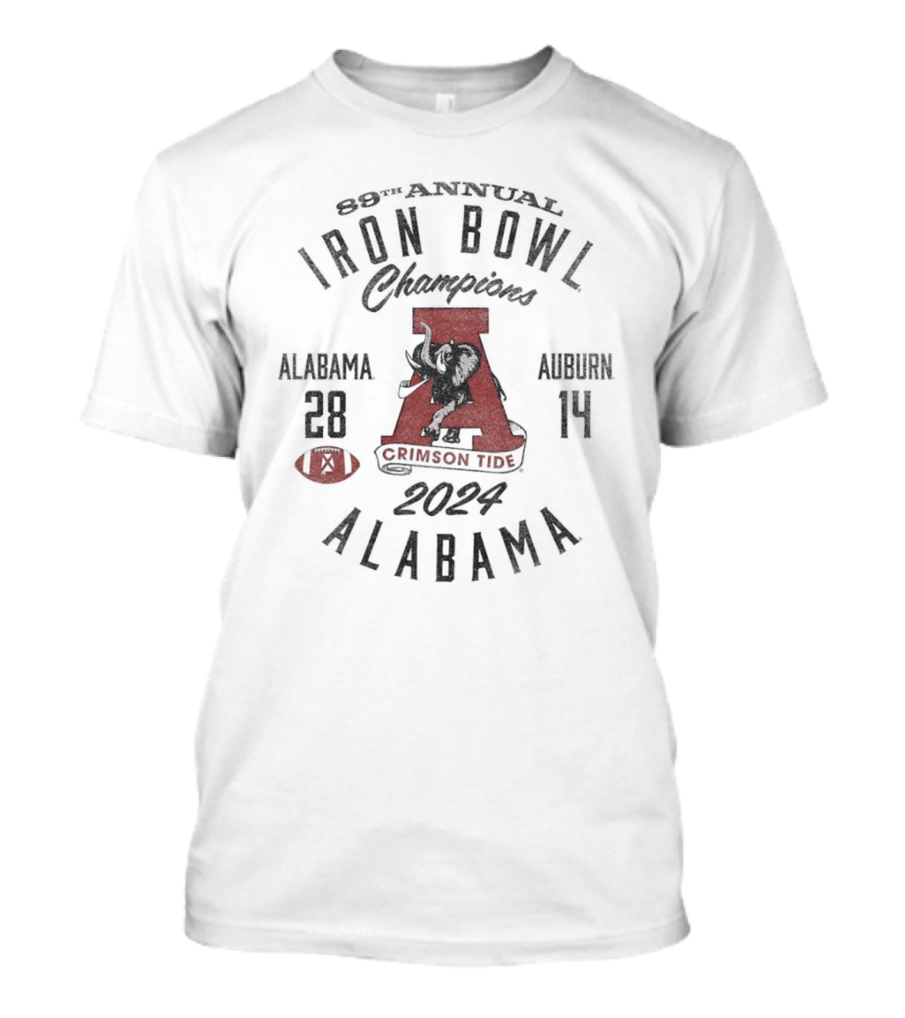 89th Annual Iron Bowl Champions 2024 Alabama Crimson Tide 28-14 Auburn Tigers Vintage T-Shirt