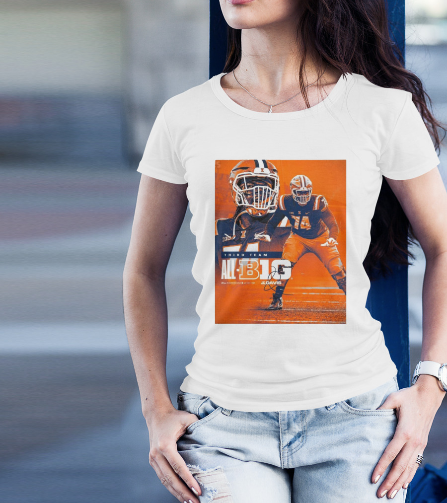 Illinois Fighting Illini J.C. Davis Third Team All-Big Ten Football Recognition T-Shirt