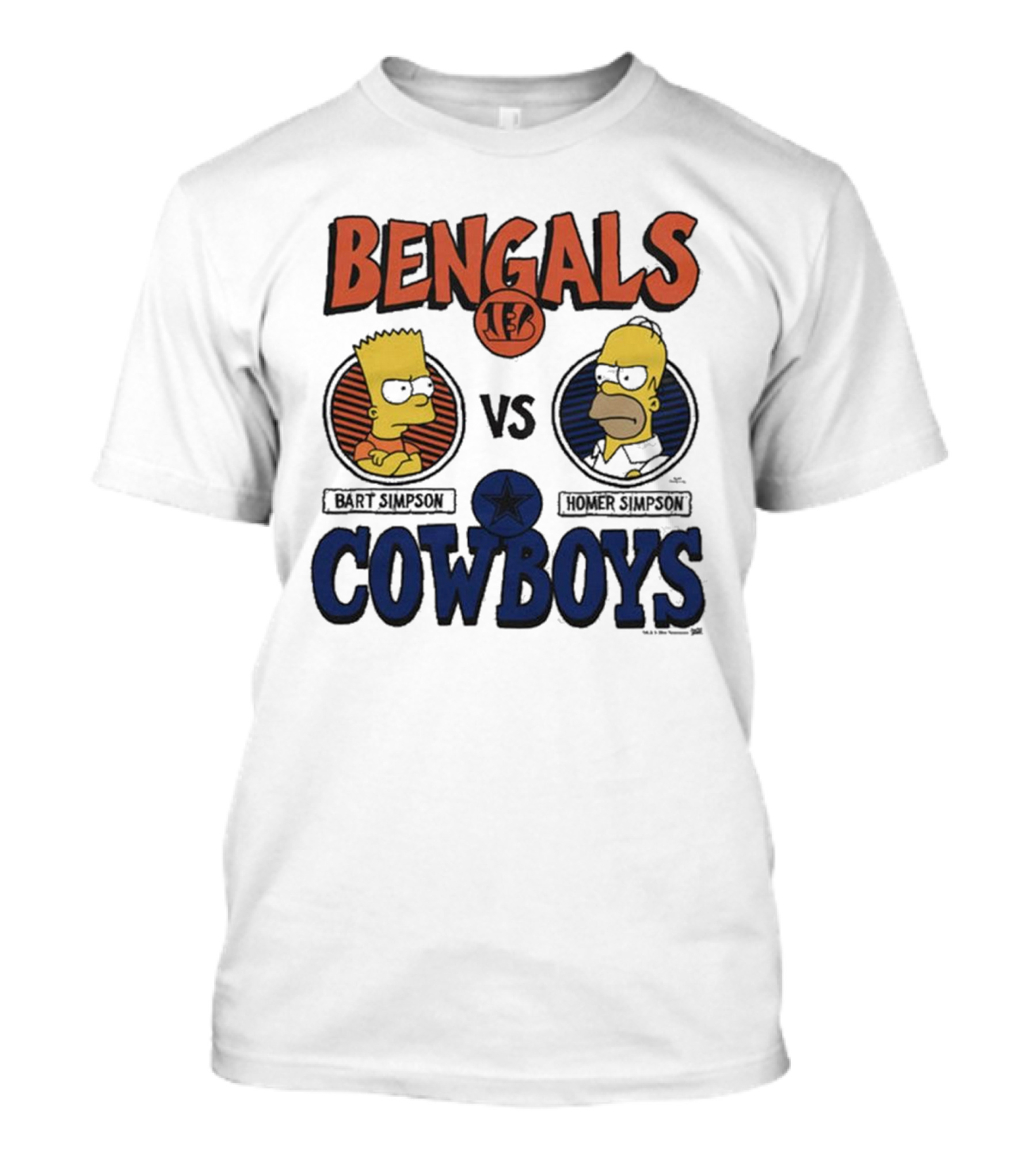 The Simpsons Bart Bengals Vs Homer Cowboys NFL Matchup T-Shirt