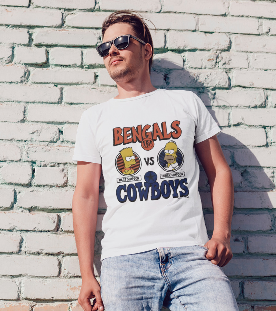 The Simpsons Bart Bengals Vs Homer Cowboys NFL Matchup T-Shirt