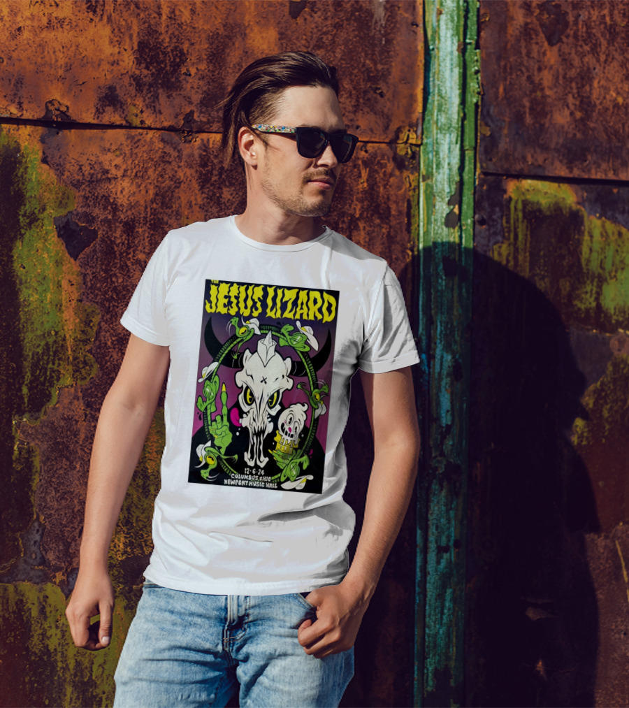The Jesus Lizard Columbus Ohio December 6 2024 Newport Music Hall Skull And Flowers T-Shirt