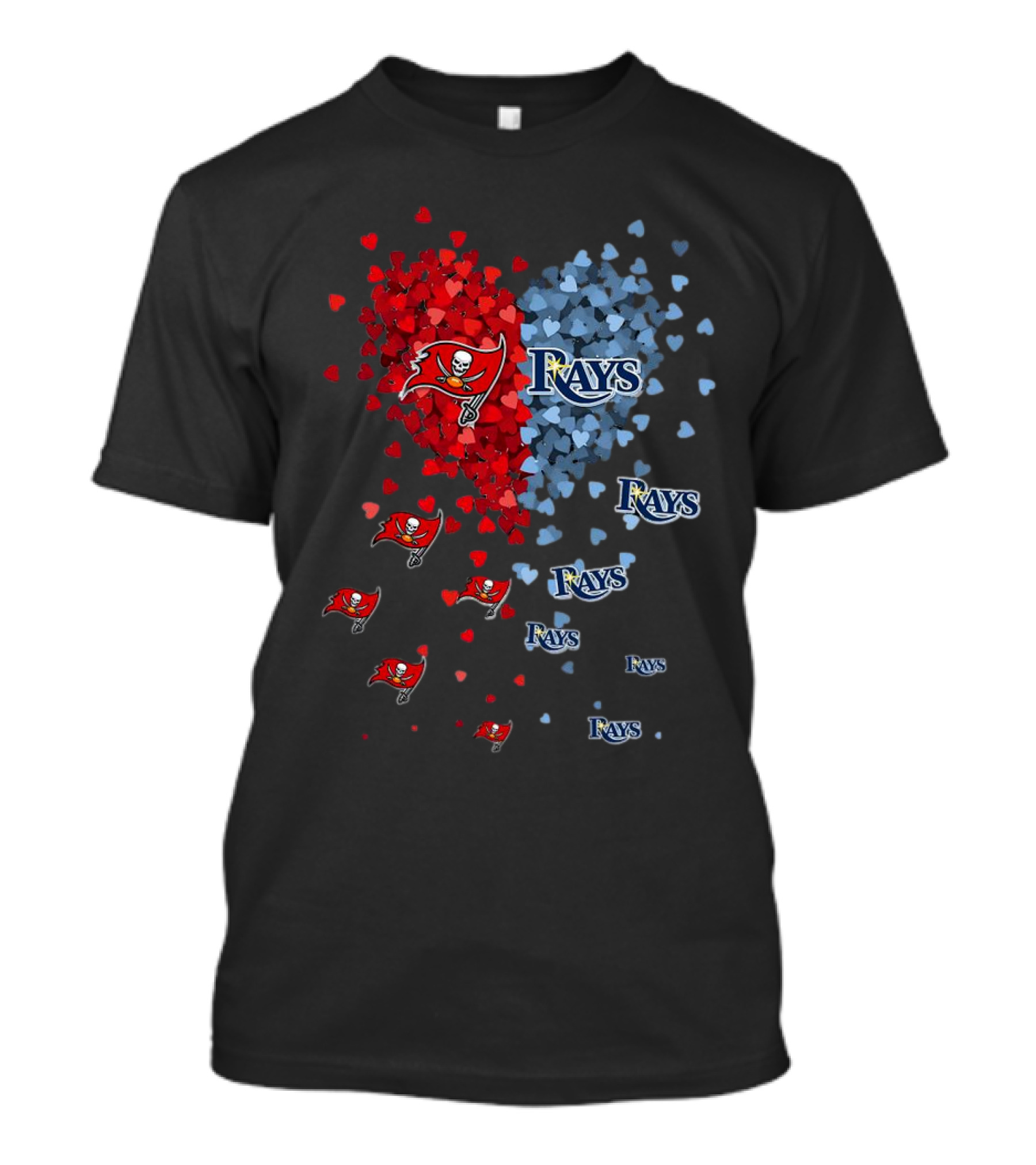 Heart Of Tampa Bay Buccaneers And Rays Fan Spirit T-Shirt