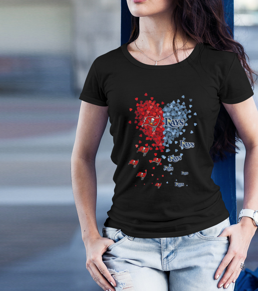 Heart Of Tampa Bay Buccaneers And Rays Fan Spirit T-Shirt