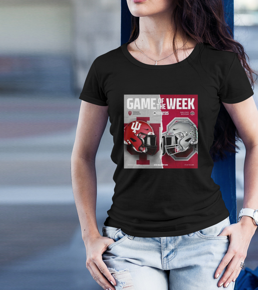 Game Of The Week Indiana Hoosiers Vs Ohio State Buckeyes College Football 25 Helmet Matchup T-Shirt