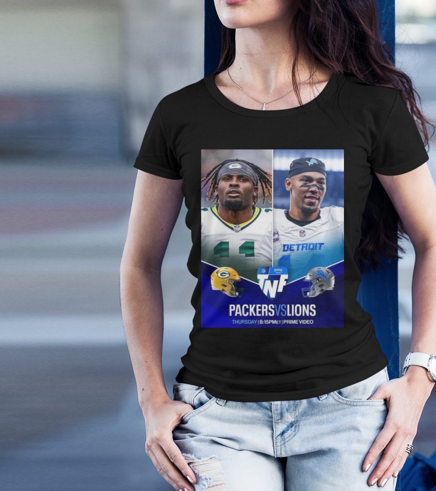 Packers Vs Lions NFL Thursday Night Football 8:15 PM ET Prime Video T-Shirt