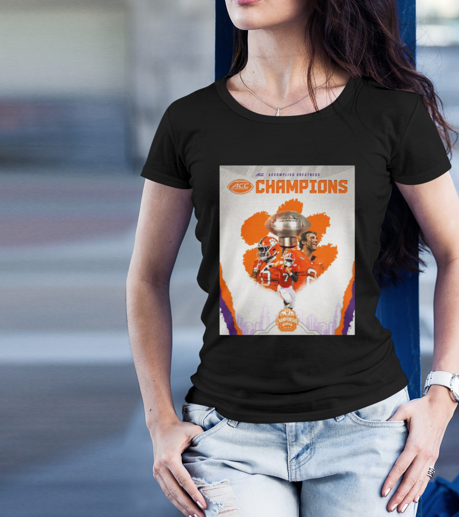 Clemson Tigers Football ACC Accomplish Greatness Champions 2024 Championship Trophy Victory T-Shirt