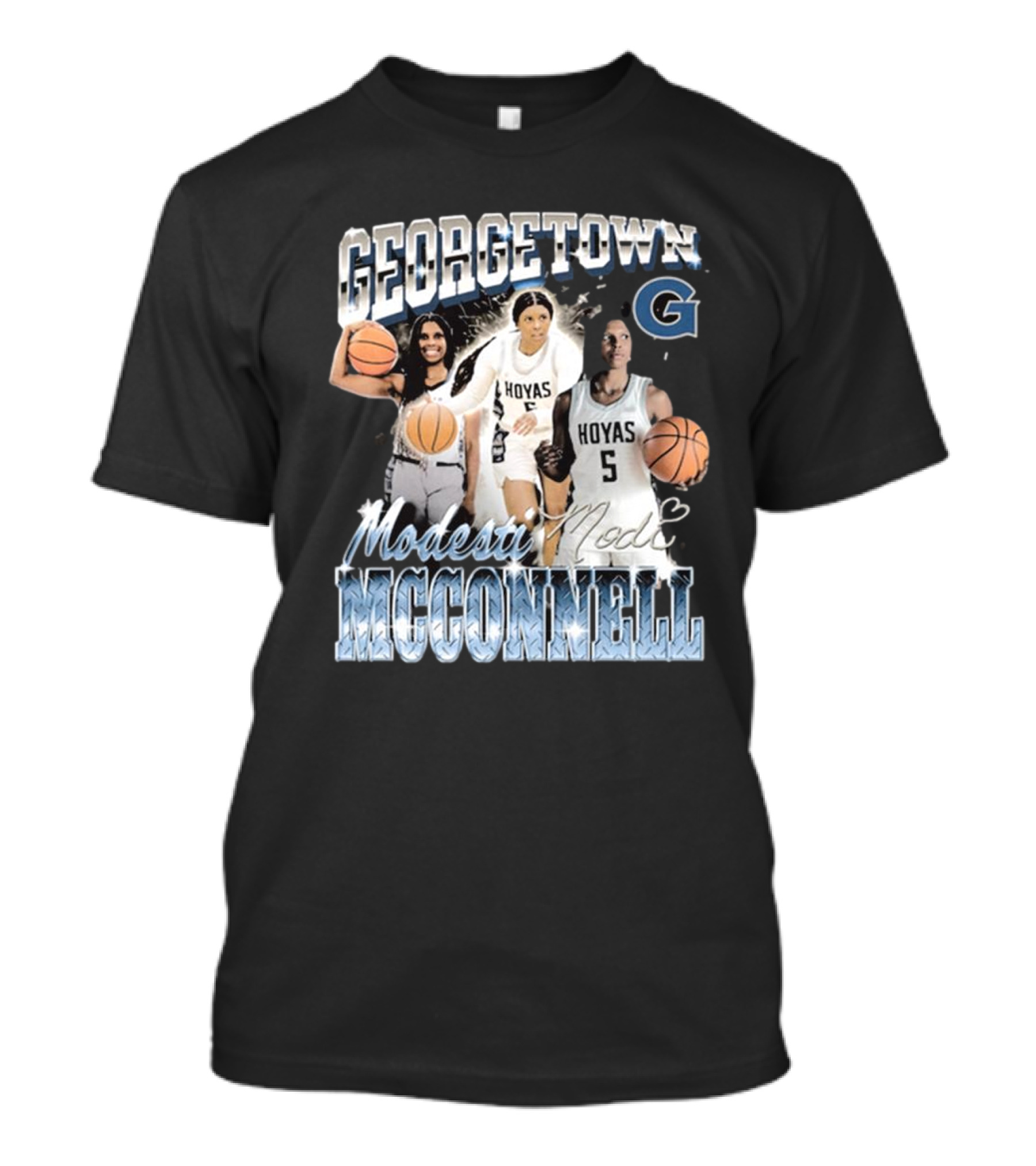 Georgetown Hoyas Modesti McConnell Basketball 90s Retro Signature T-Shirt