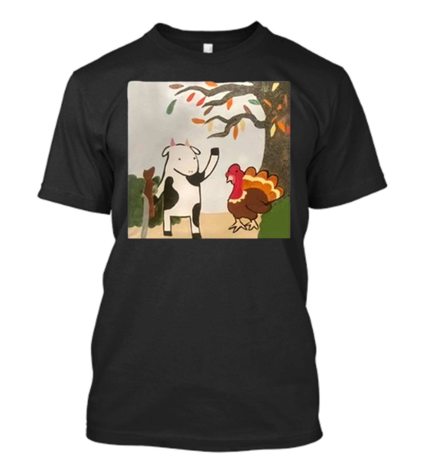 Leanbeefpatty Turkey Cow Autumn Painting T-Shirt