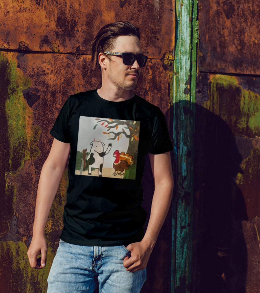 Leanbeefpatty Turkey Cow Autumn Painting T-Shirt