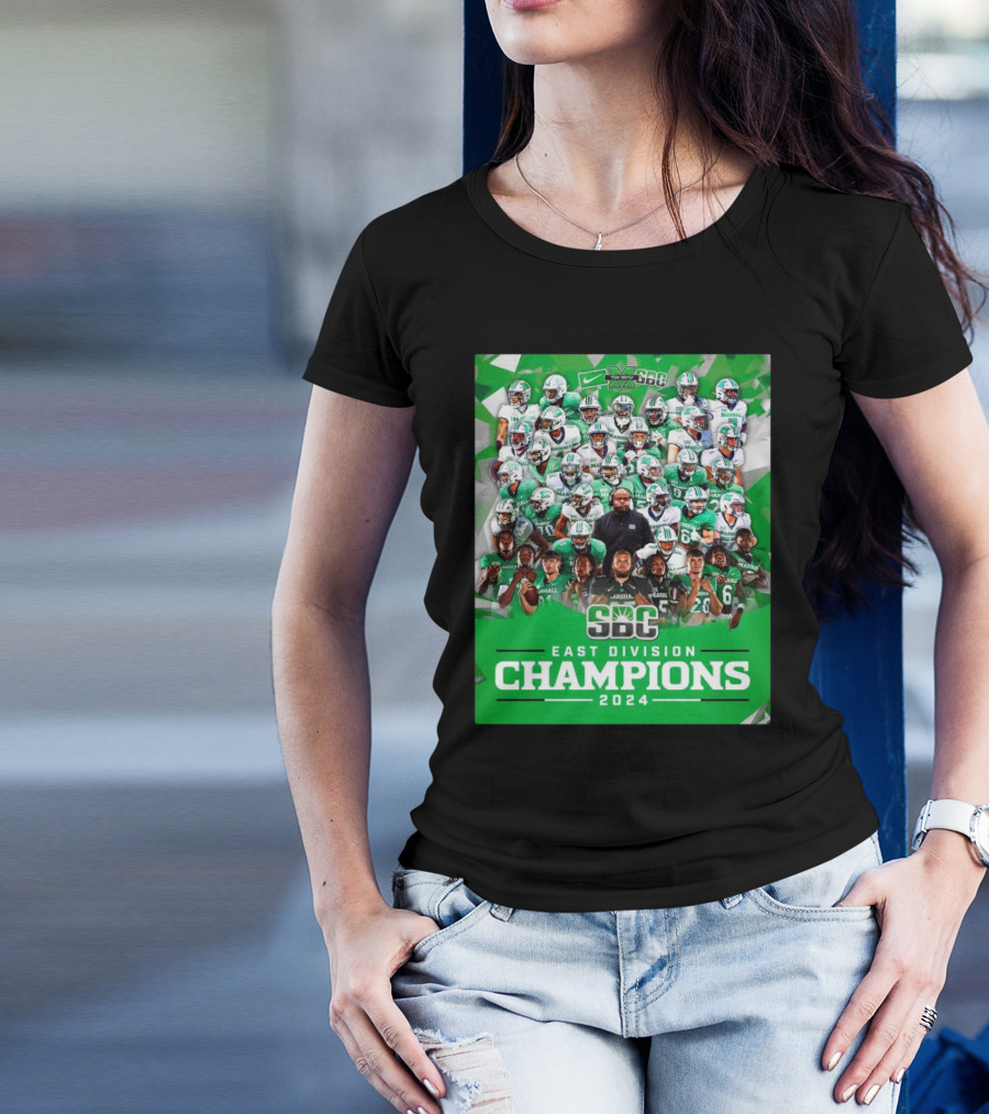 Marshall Thundering Herd 2024 SBC East Division Champions Victory T-Shirt