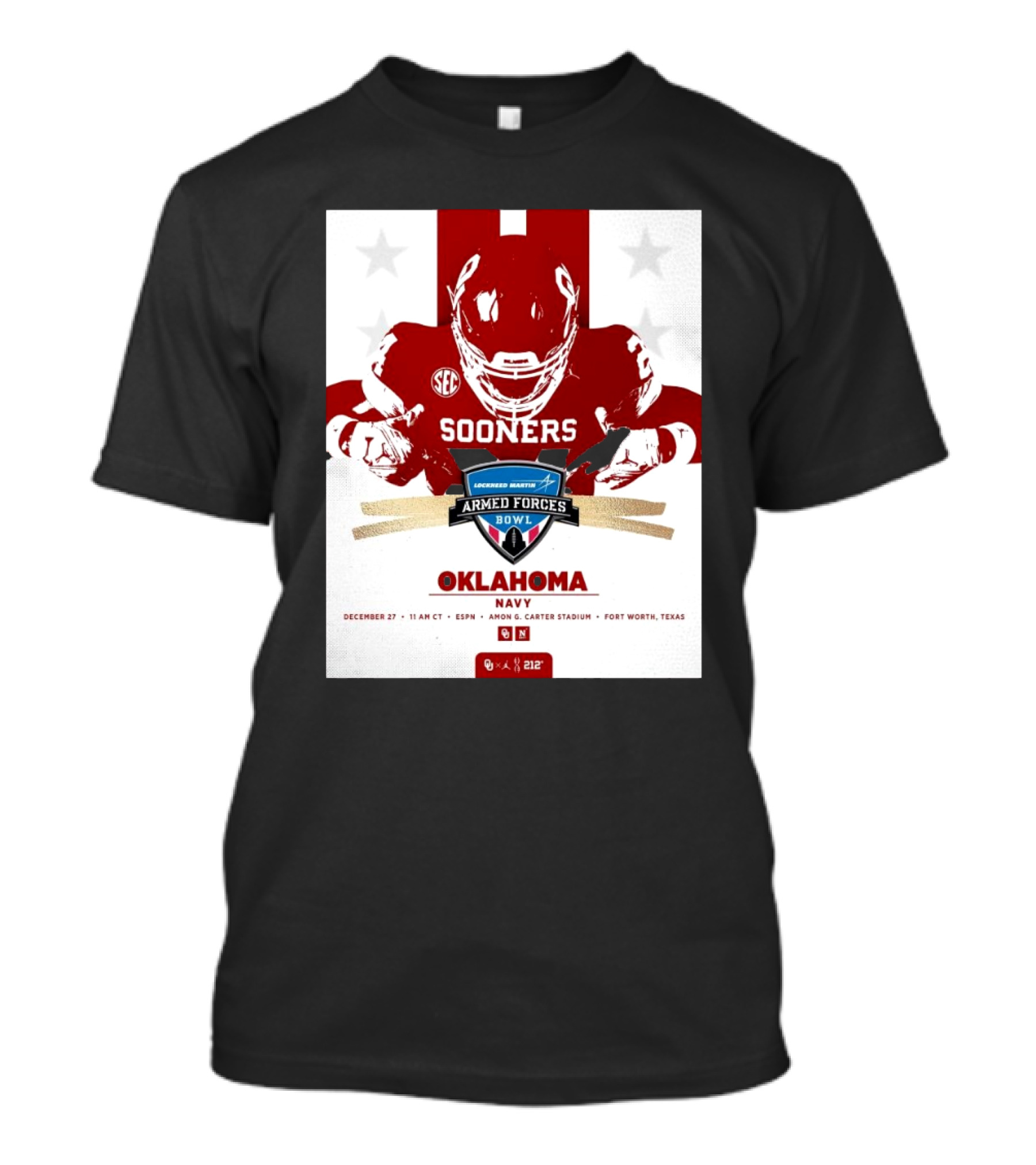Oklahoma Sooners Vs. Navy Midshipmen Armed Forces Bowl December 27 Fort Worth Texas T-Shirt