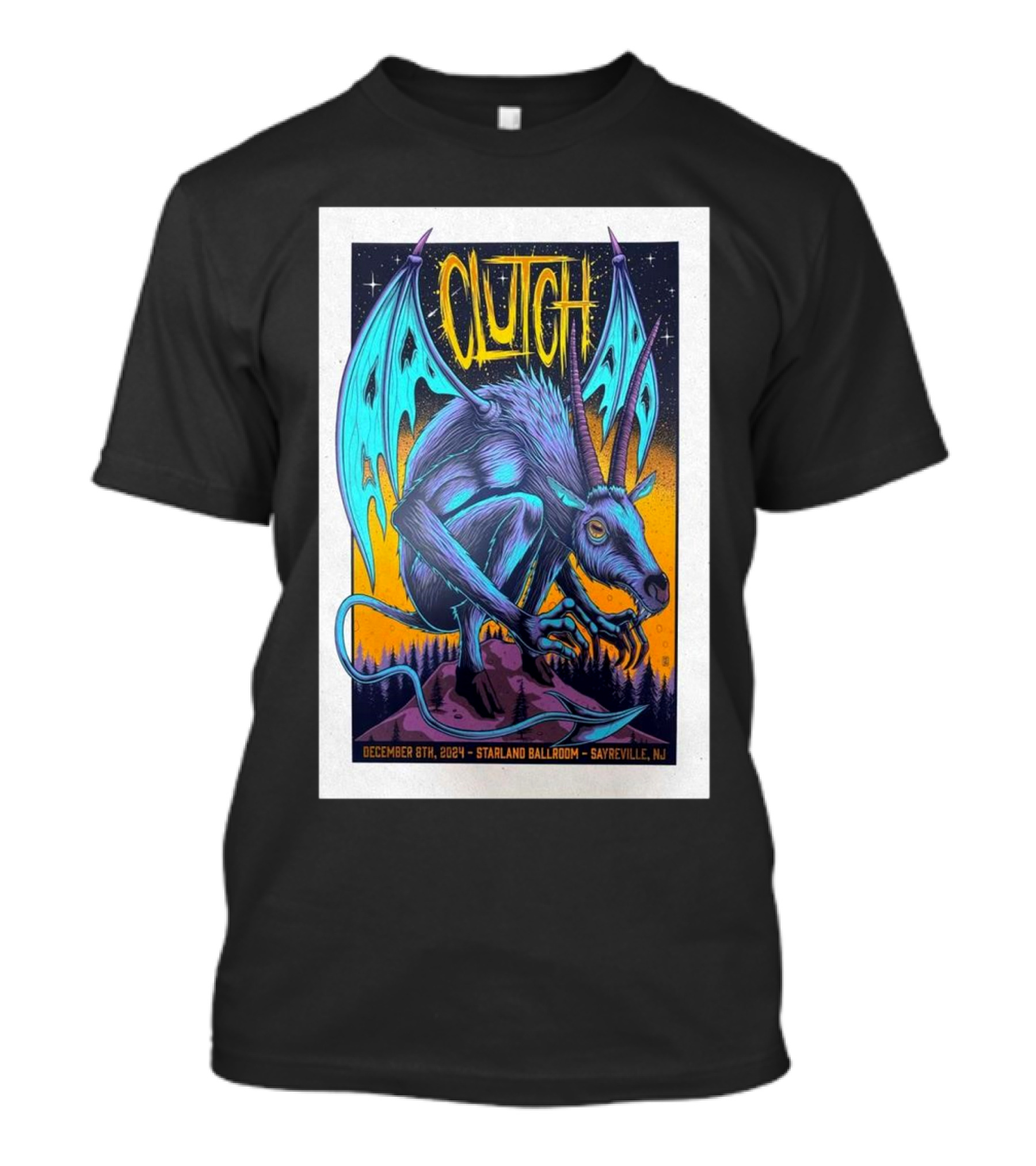 Clutch December 8 2024 Starland Ballroom Sayreville NJ Bat Creature T-Shirt