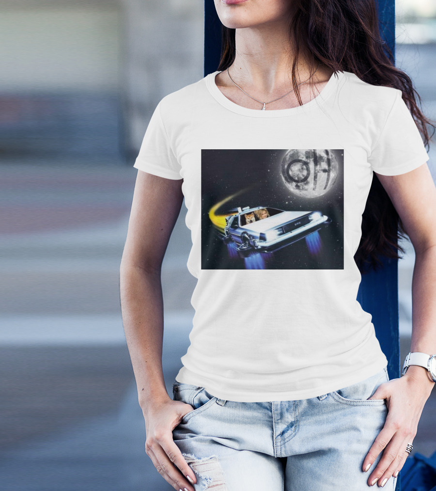 Hailey Welch Tuah The Future Ridin With My Shiba In My DeLorean Under Moonlit Skies T-Shirt