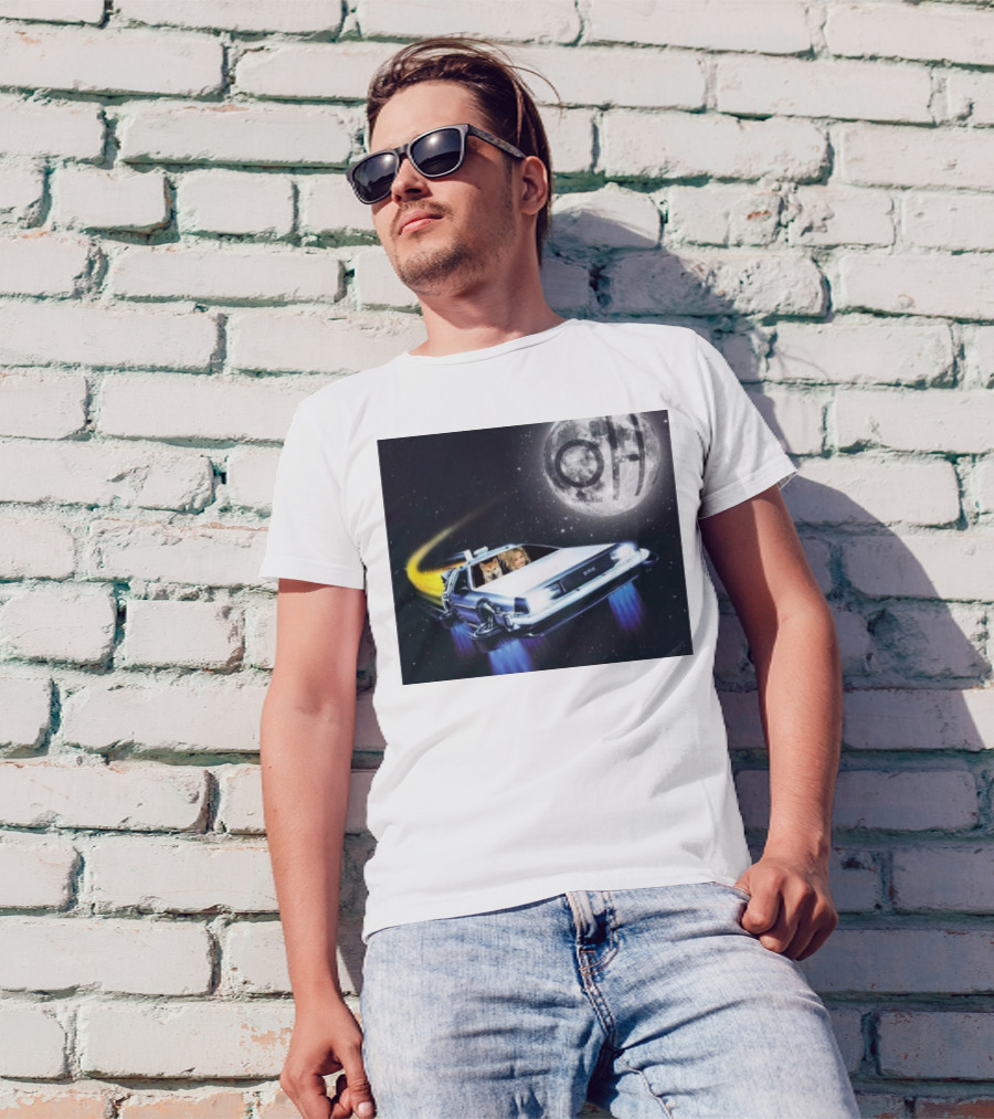 Hailey Welch Tuah The Future Ridin With My Shiba In My DeLorean Under Moonlit Skies T-Shirt