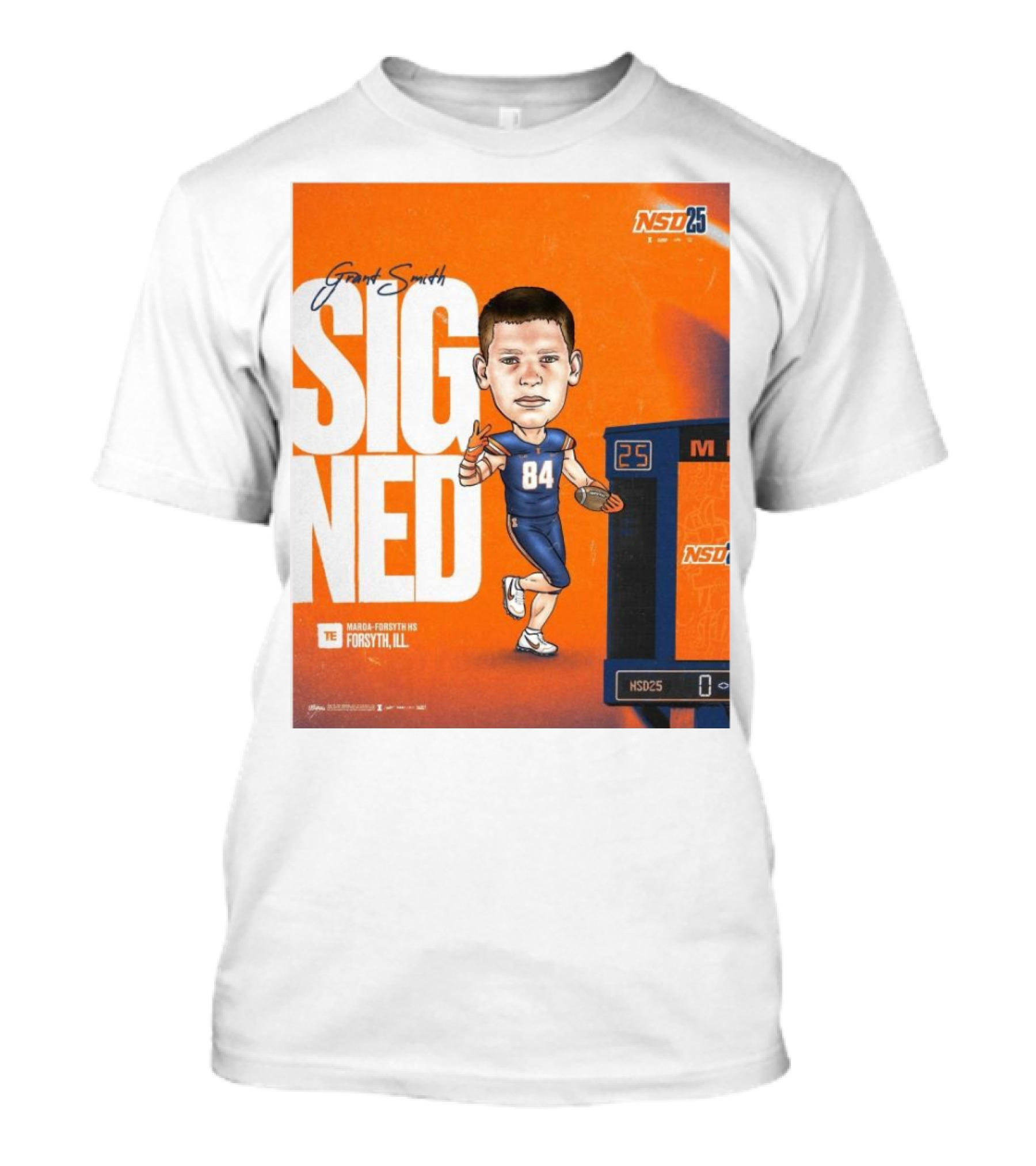 Illinois Fighting Illini Signed Grand Smith TE Maroa-Forsyth HS NSD 25 Forsyth Ill T-Shirt