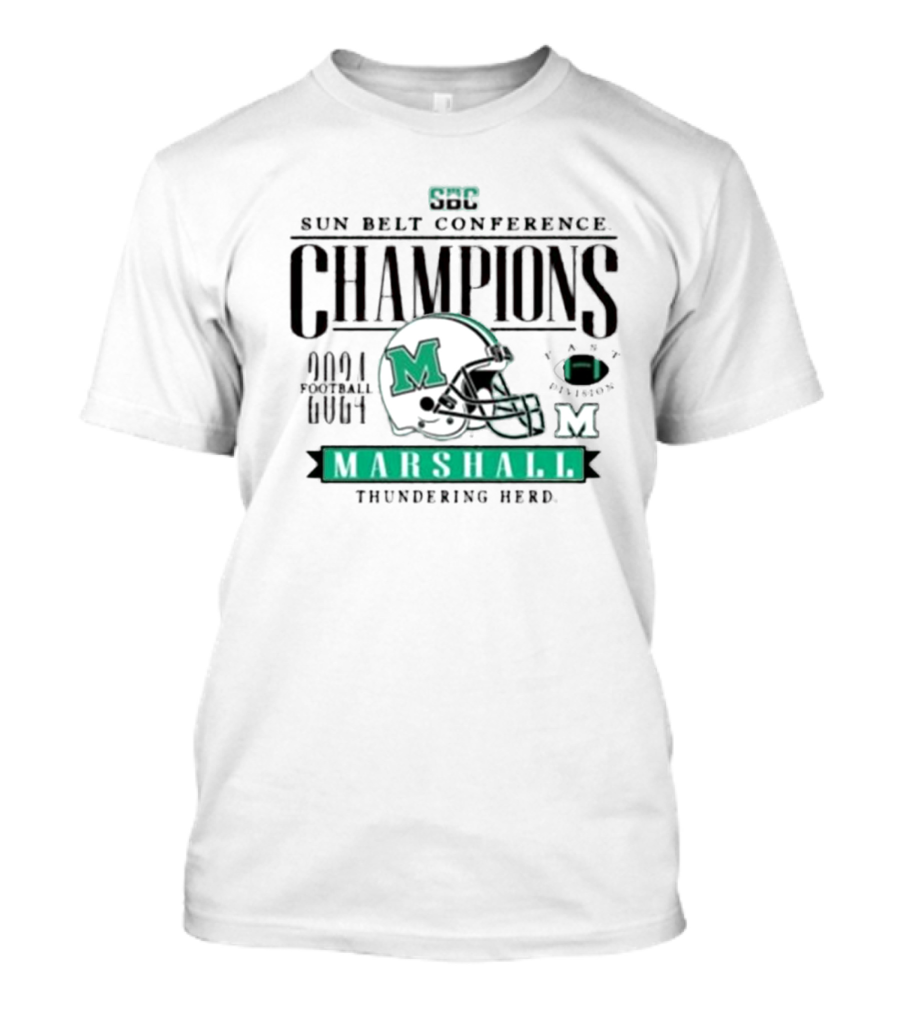 Sun Belt Conference Champions 2024 Marshall Thundering Herd Football East Division T-Shirt