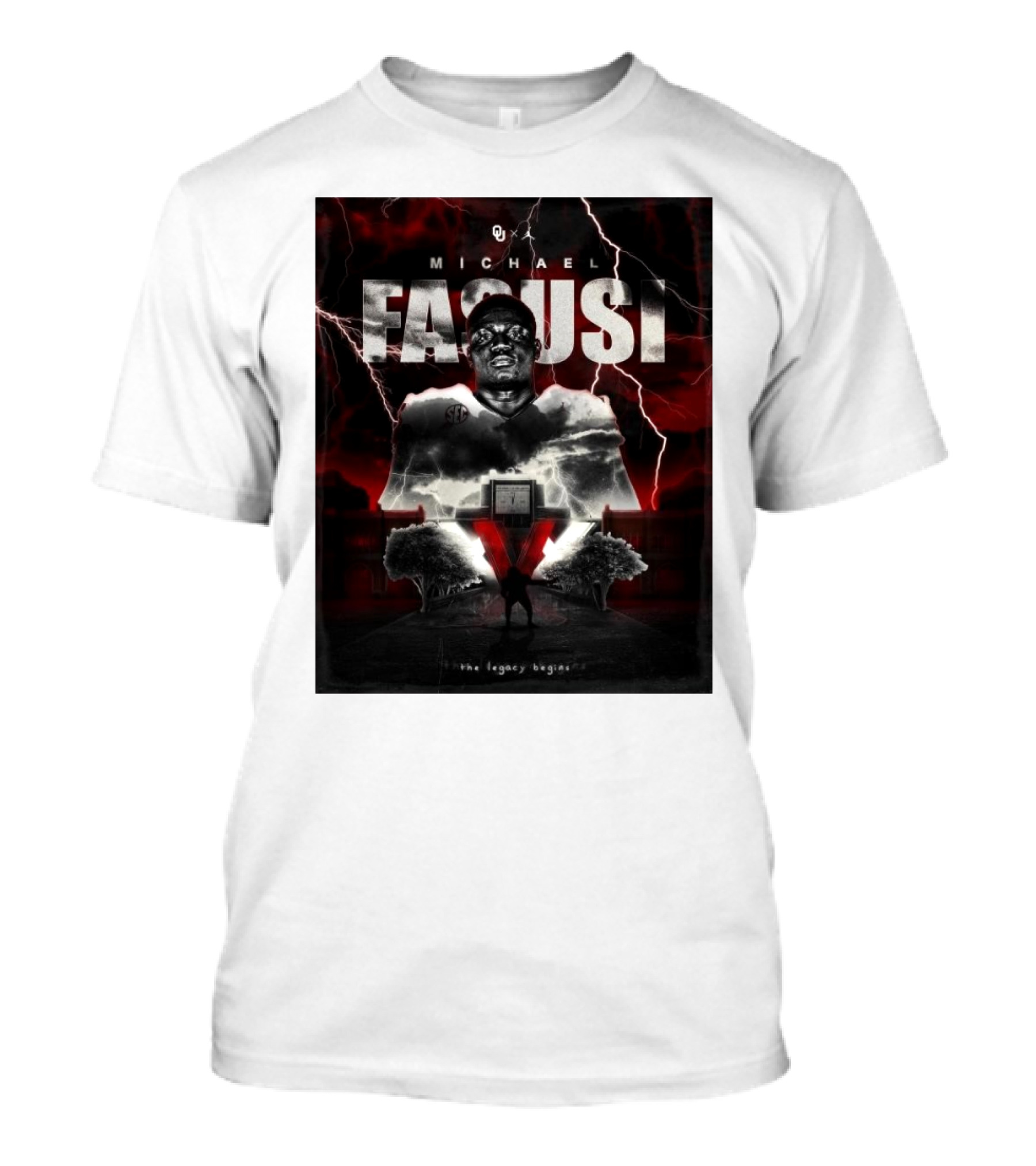 Oklahoma Sooners Michael Fasusi XXV The Legacy Begins Thunderstorm T-Shirt