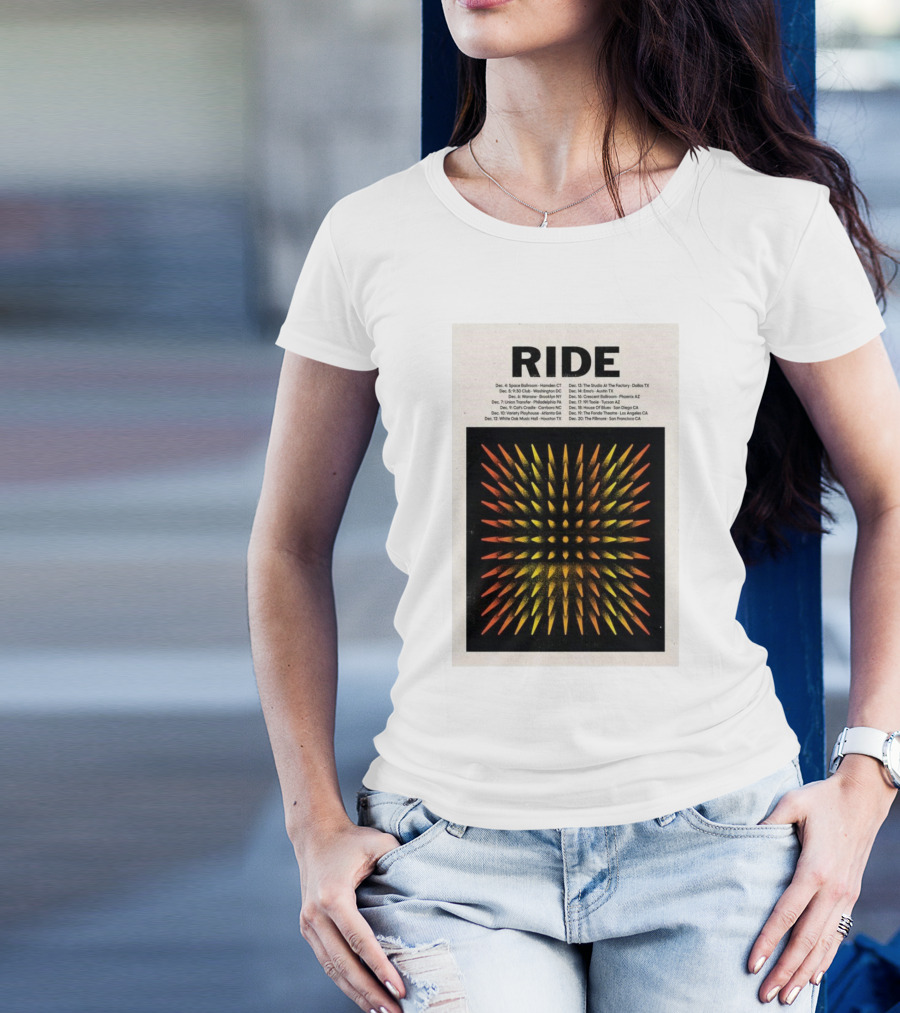 RIDE Tour Winter December 2024 Space Ballroom Hamden CT Geometric Pattern Dates And Locations T-Shirt