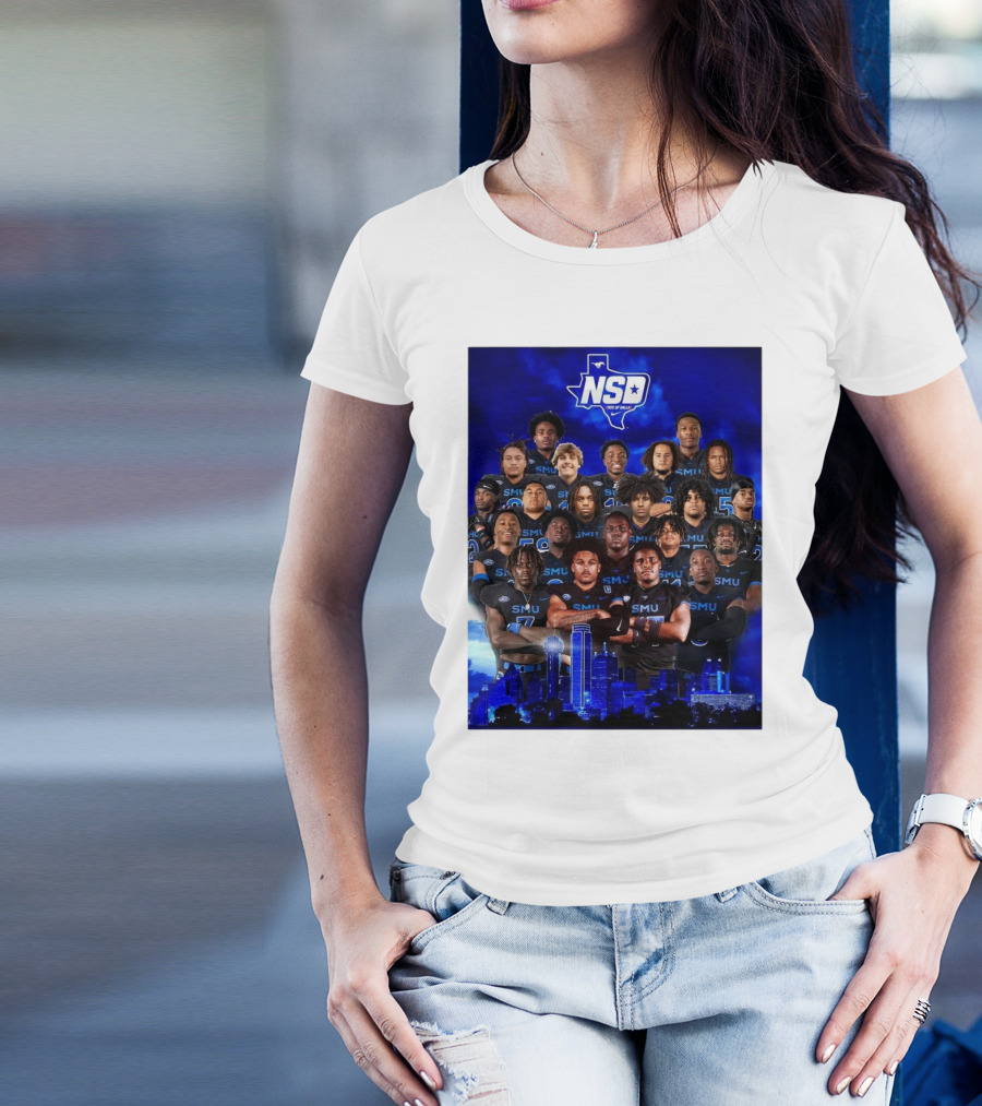 SMU Mustang NSD The Highest-Rated Class In History 2TateOfDalla5 Texas Skyline Background T-Shirt
