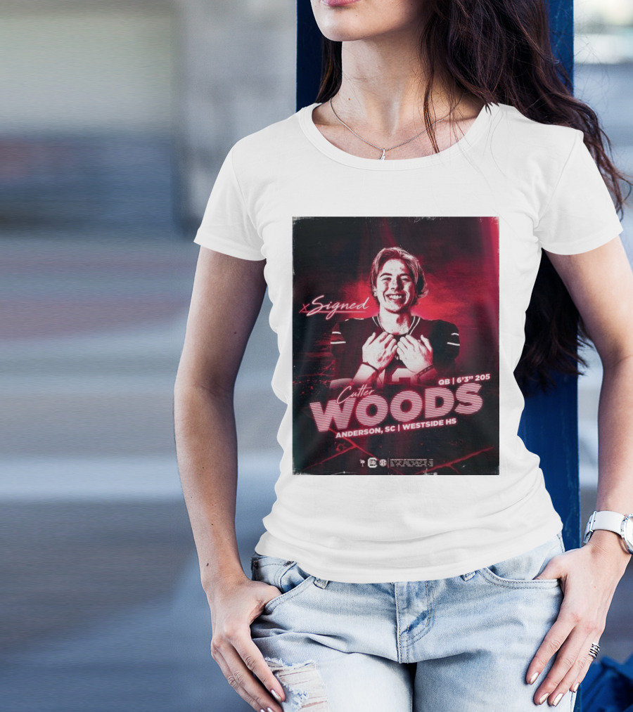 Signed Cutter Woods QB Anderson SC Westside HS 6'3'' 205 South Carolina Gamecock T-Shirt