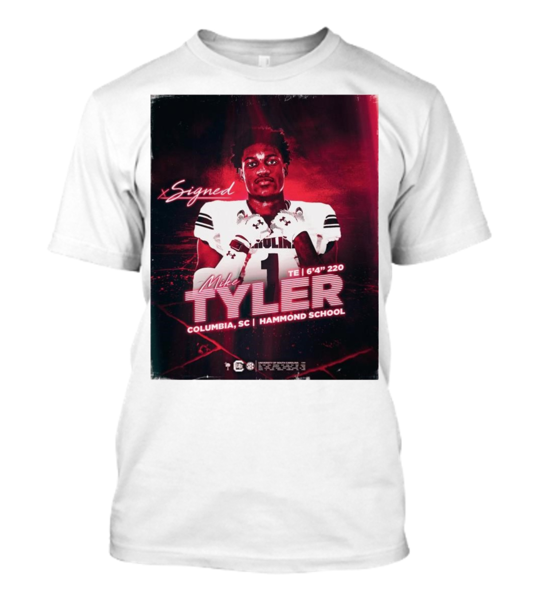 Signed Mike Tyler TE South Carolina Gamecock Columbia SC Hammond School T-Shirt